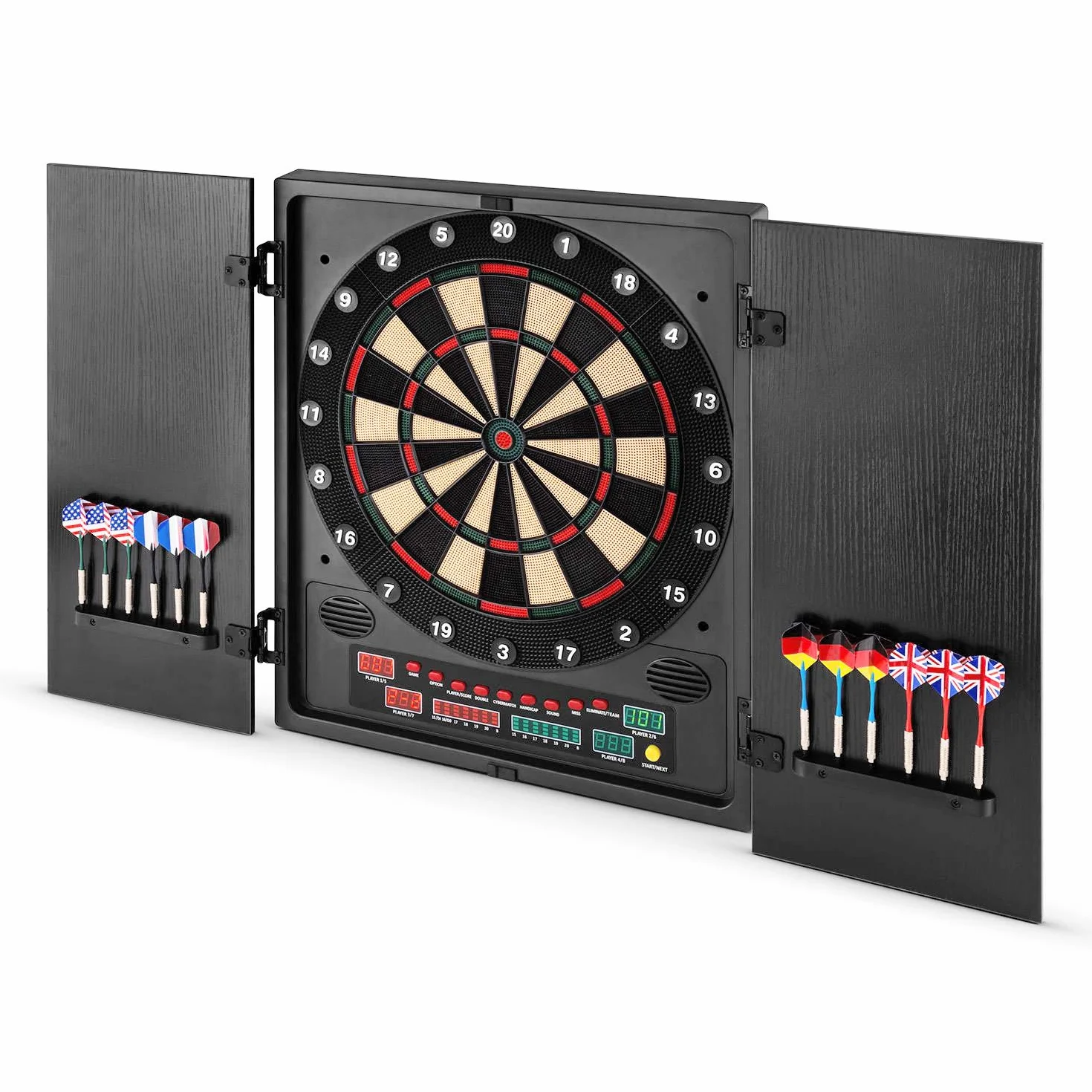 Oneconcept Dartmaster 180 - Diana electrónica, Diana automática, 1-8 Jugadores, Rival Virtual, 12 Dardos, Apoyo para Diana Dardos, Diana electrónica Profesional, 27 Juegos, 2 Puertas