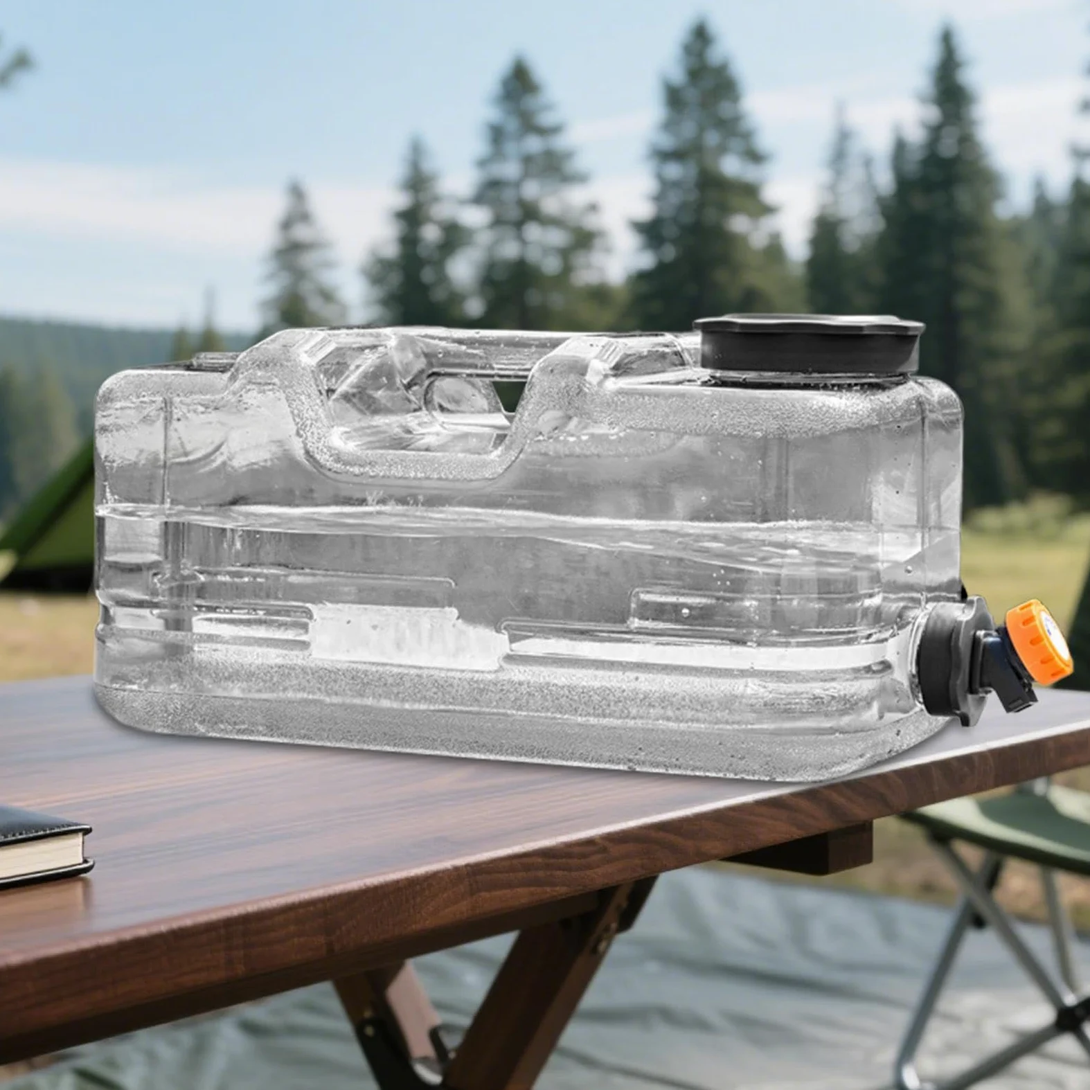 Bidón de Agua para Camping, Depósito de Agua con Grifo, Cubo con Cepillo de Limpieza, Multiusos para Emergencias, Senderismo, Etc.