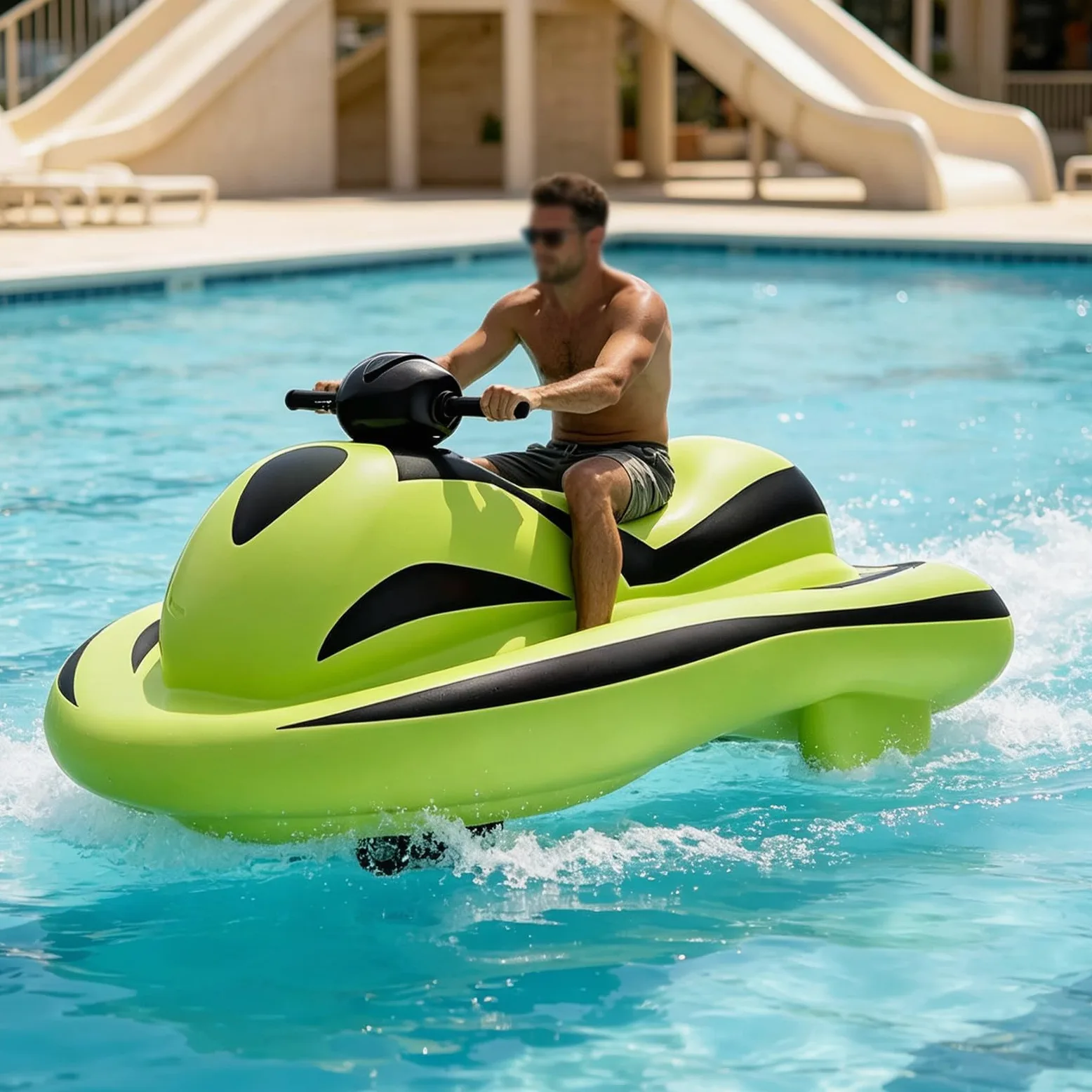 Lancha EléCtrica De Verano, Moto AcuáTica, Bote Inflable con Scooter Submarino 250w, Scooter Submarino con Motor Sup para Adultos Y NiñOs, Boat Green