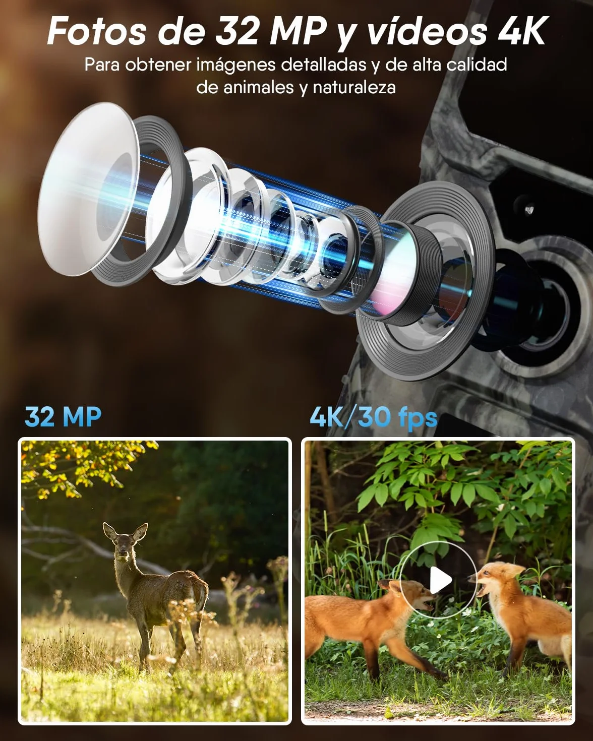 Cámara de Caza 4G Rollei, 4K Camara Fototrampeo con Tarjeta Sim y App y Sensor de Movimiento Cámara de Fotos Trampeo Caza Infrarroja con Visión Nocturna Tarjeta SD de 32GB IP66,Cámara-Caza-Fototrampeo