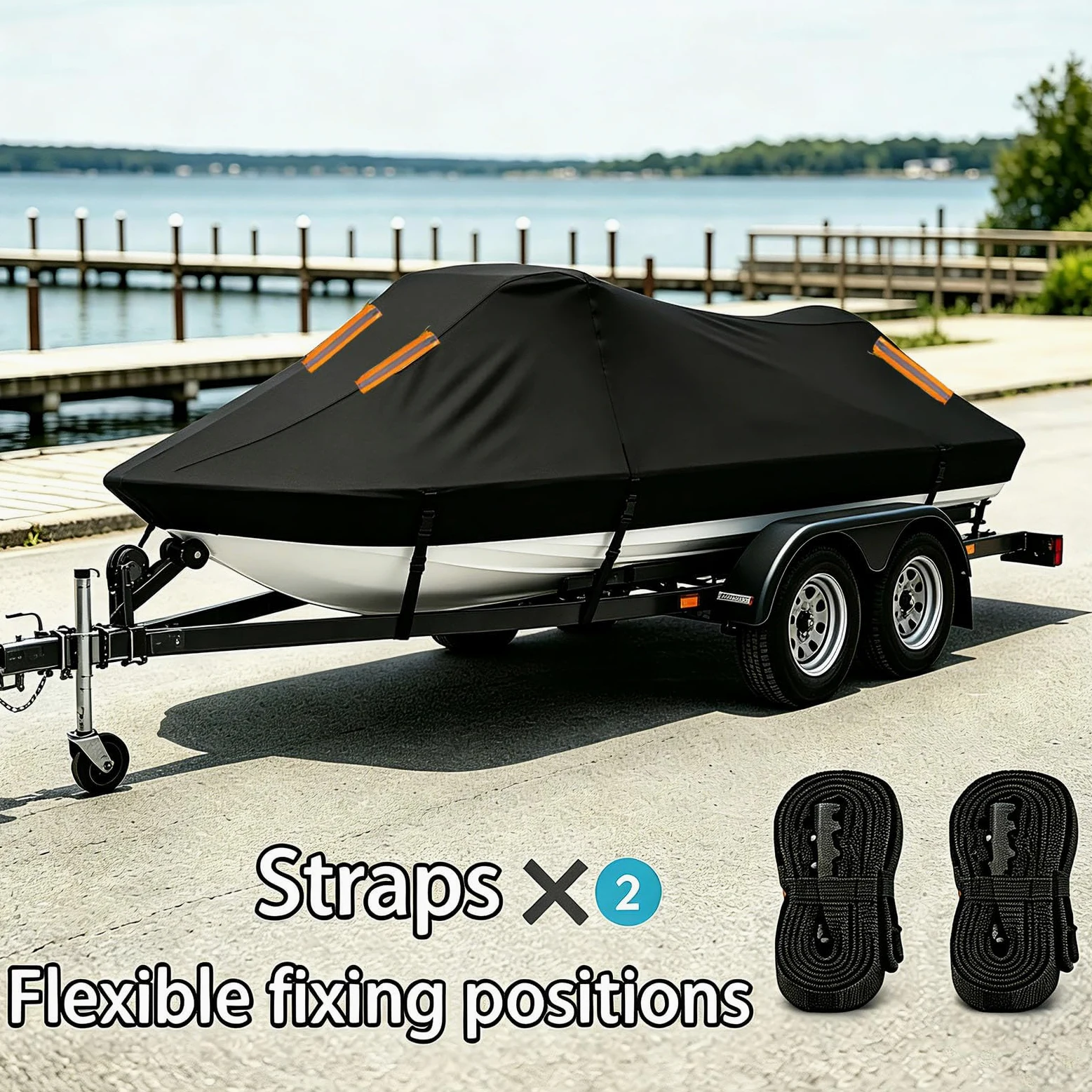 Funda para Jet Ski para Sea-Doo Wake 170 35TH 2026 | Tela Oxford 300D Resistente Rayos UV Viento Nieve Polvo, Antideslizantes,Moto de Agua 2-15 Plazas Protector Remolcable