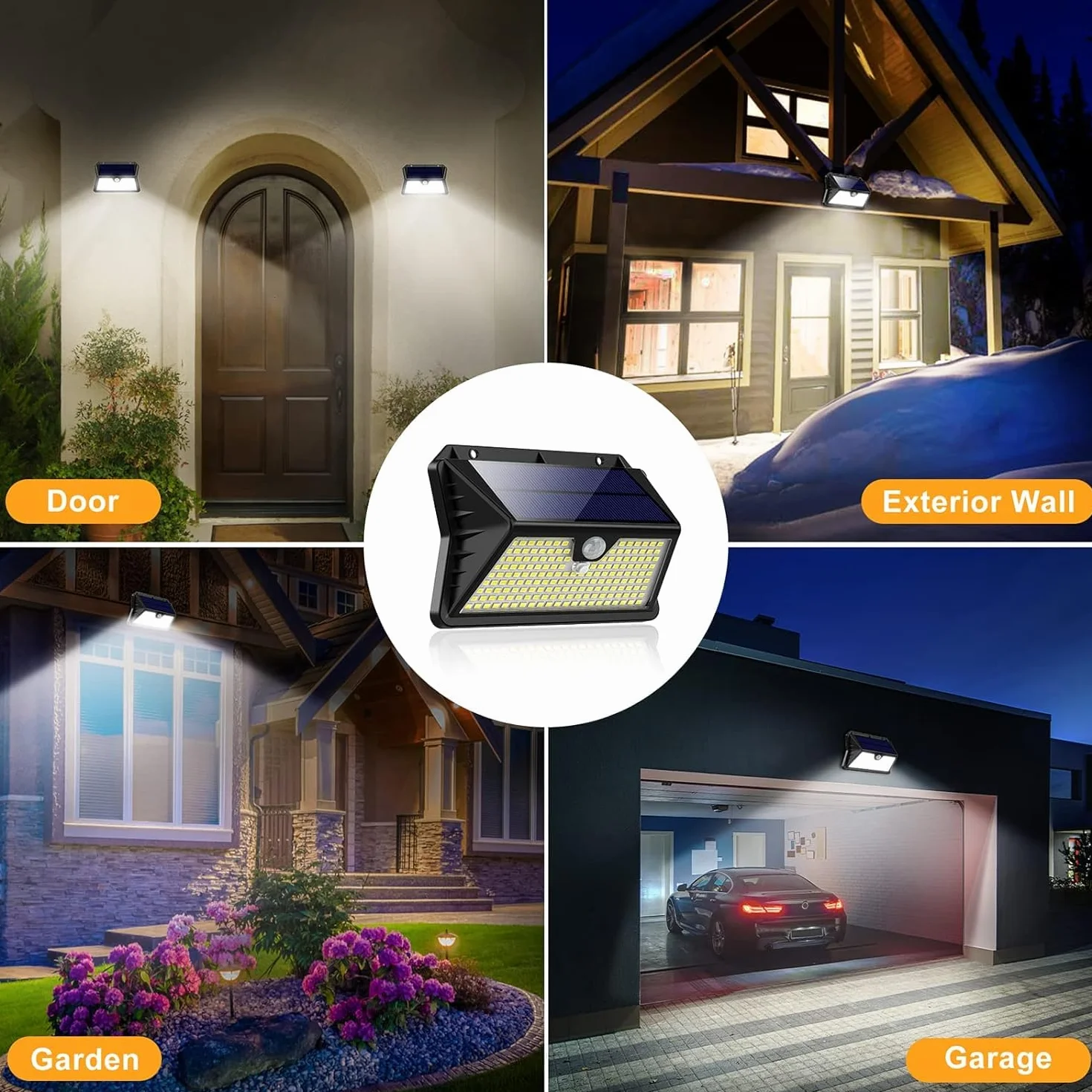 OUILA Luz Solar Exterior 185 LED 3 Modos IP65 Impermeable Blanco Frío 2-Paquete