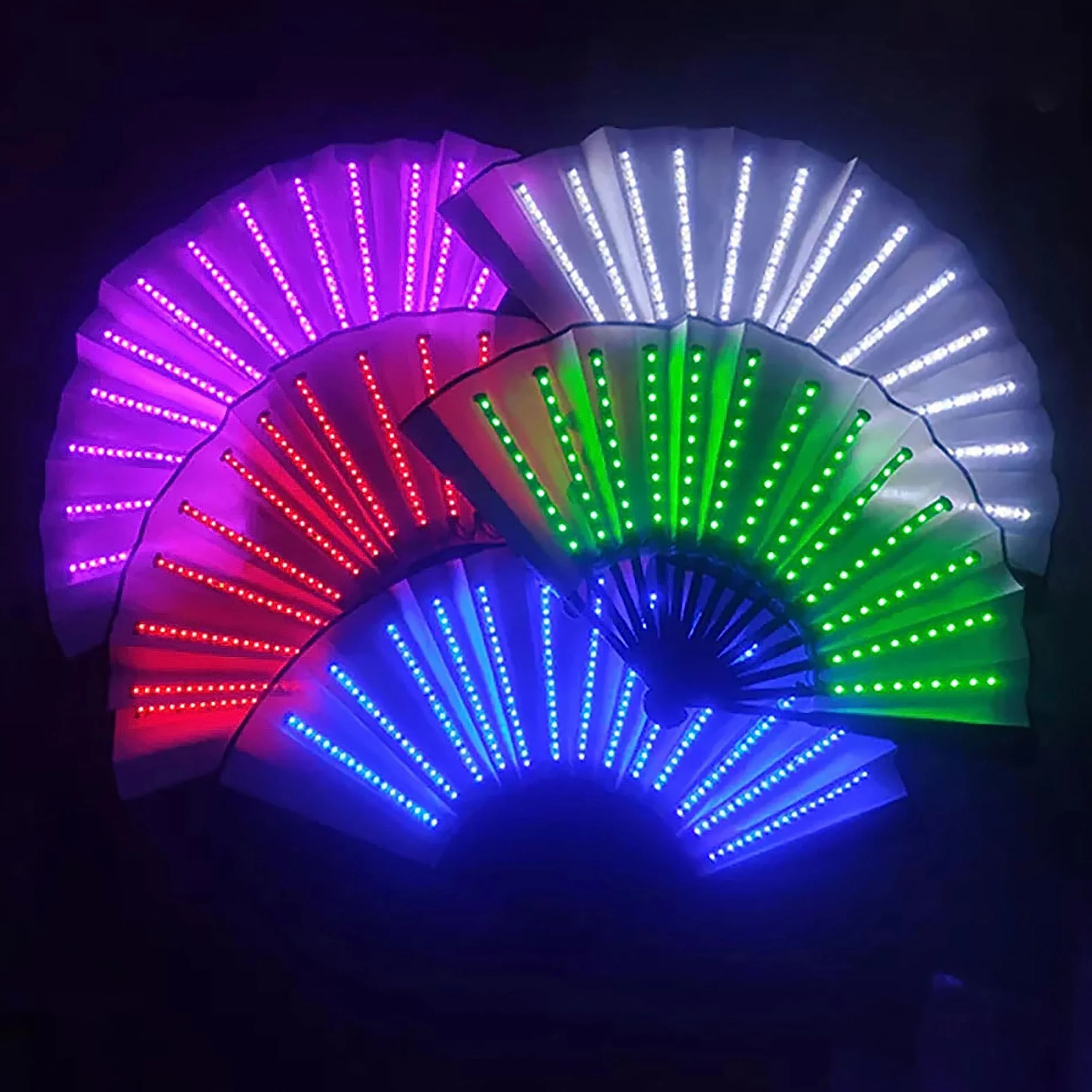 Abanico Plegable LED Rosa para Fiestas Festivales Discotecas Conciertos
