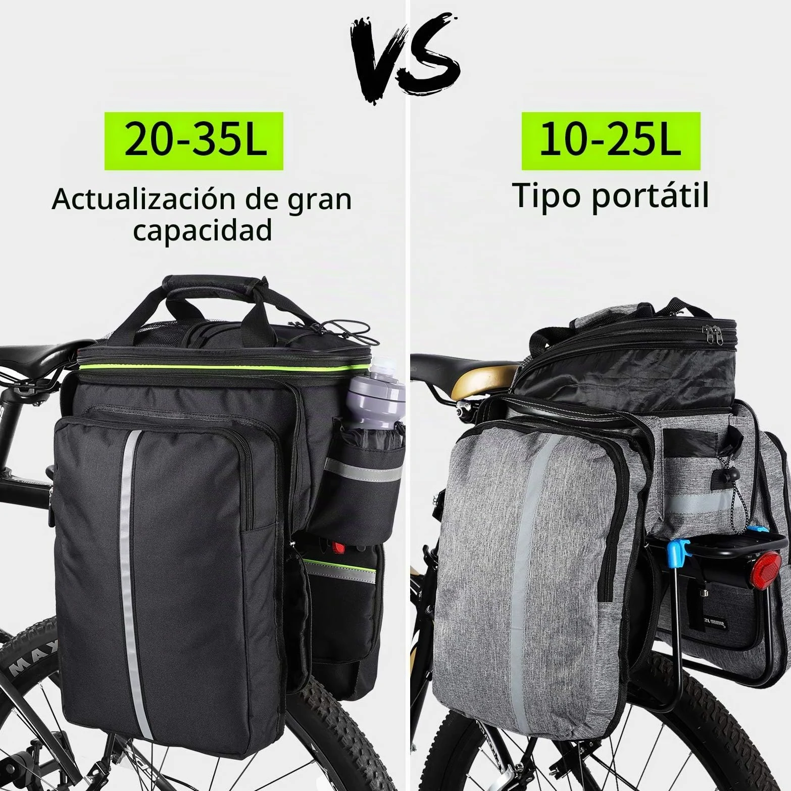 Bolsa para alforja de bicicleta, 25 l, impermeable, gran capacidad, para portabicicletas de carga de bicicleta, mochila portátil con correa ajustable para el hombro, accesorios de ciclismo