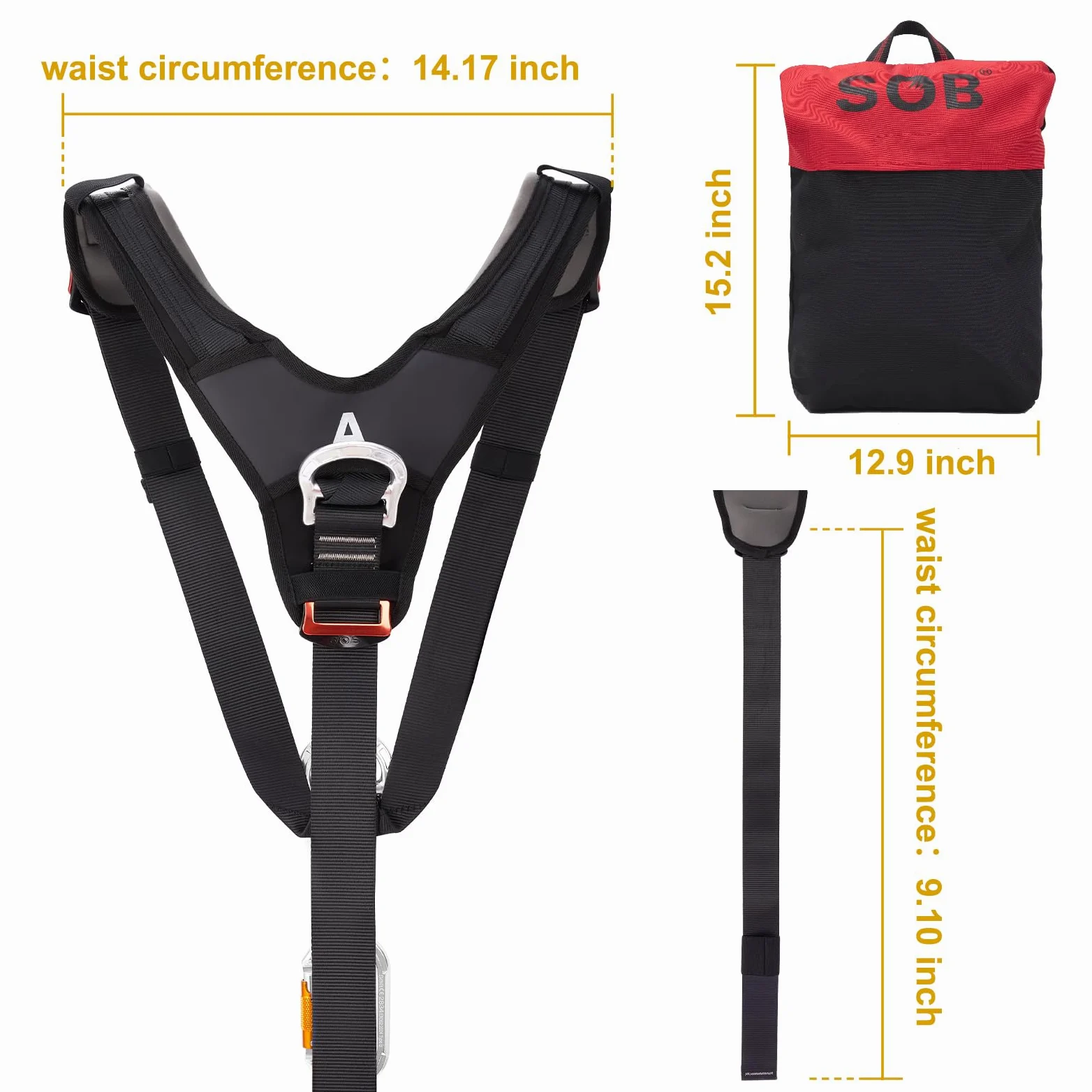 SOB Bandolera para Arnés de Escalada, Bandolera Ajustable con Mosquetón, Compatible con Arneses de Escalada