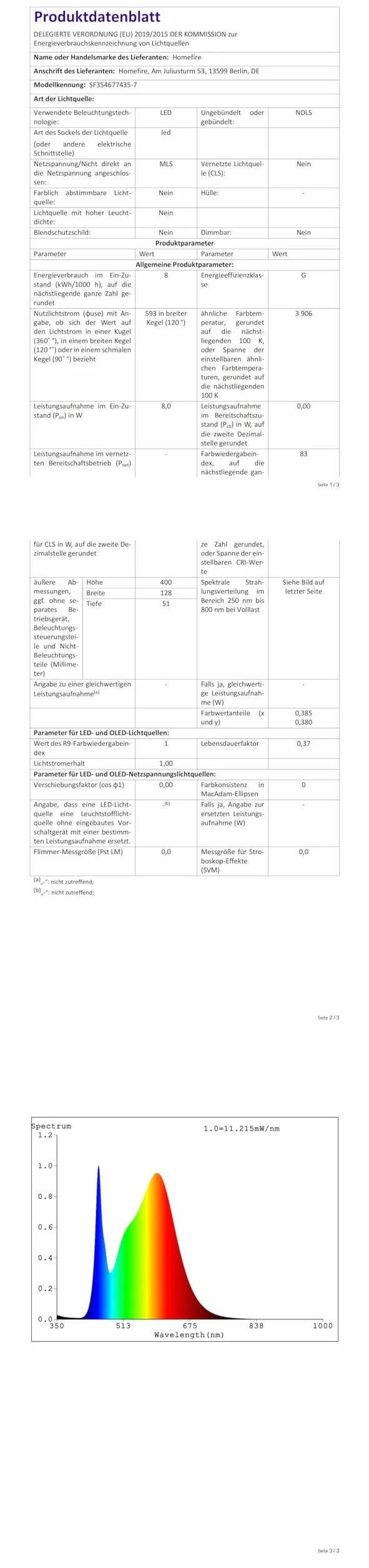 Homefire Luz de pared LED 8W 40cm Cromo IP44 4000K para espejo de baño