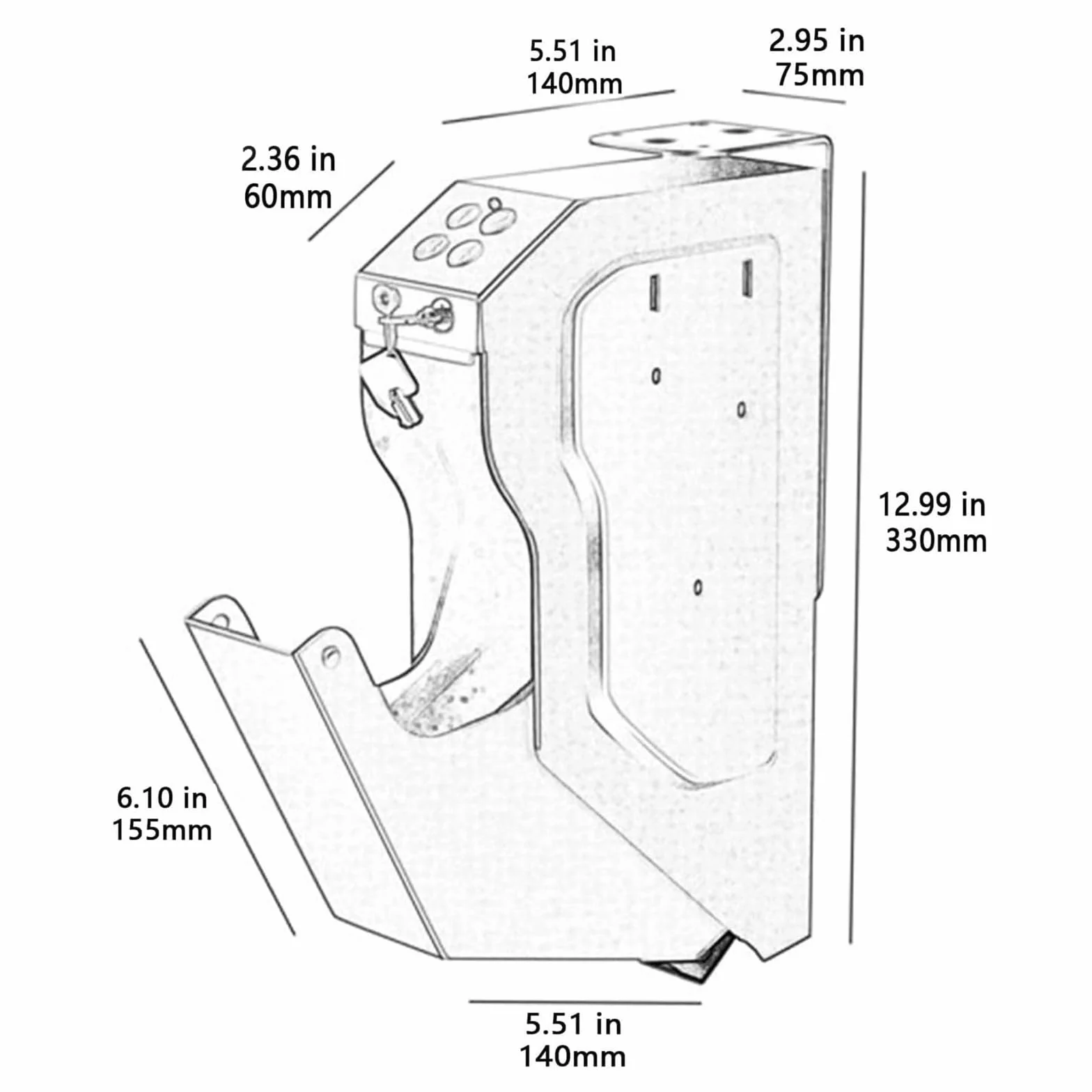 Caja Fuerte para Pistola con Huellas Dactilares, Teclado Digital y Llave, Gabinete de Acero