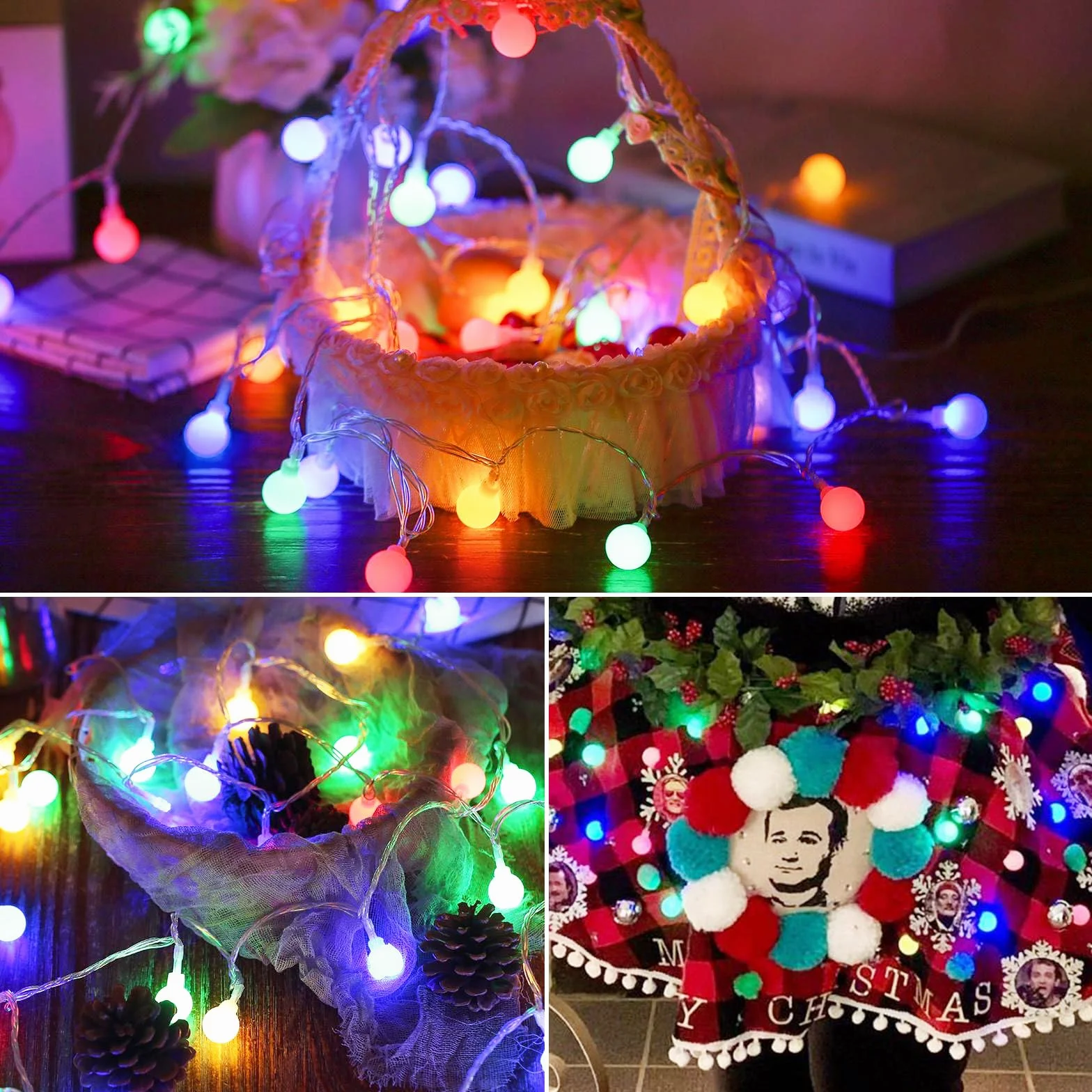 A.bigwhale Guirnalda Luces LED 30 Bola Cadena Navidad 3M Multicolor