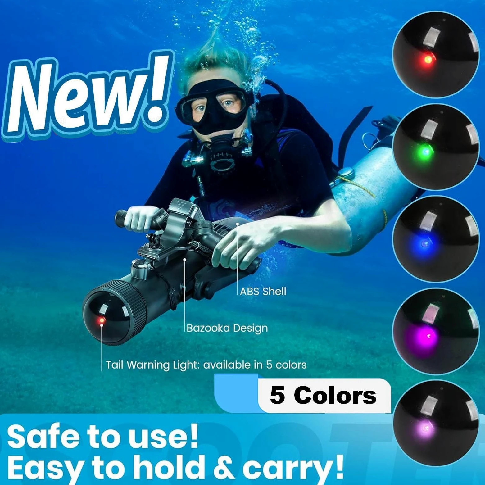 500W Scooter Submarino eléctrico (2025 Nuevo), Scooter Marino Que controla el Pulgar, Velocidad de la Hoja 1800-2700 RPM, para el Supple de Paleta, Piscina, Buceo y Snorkel, Scooter de Agua