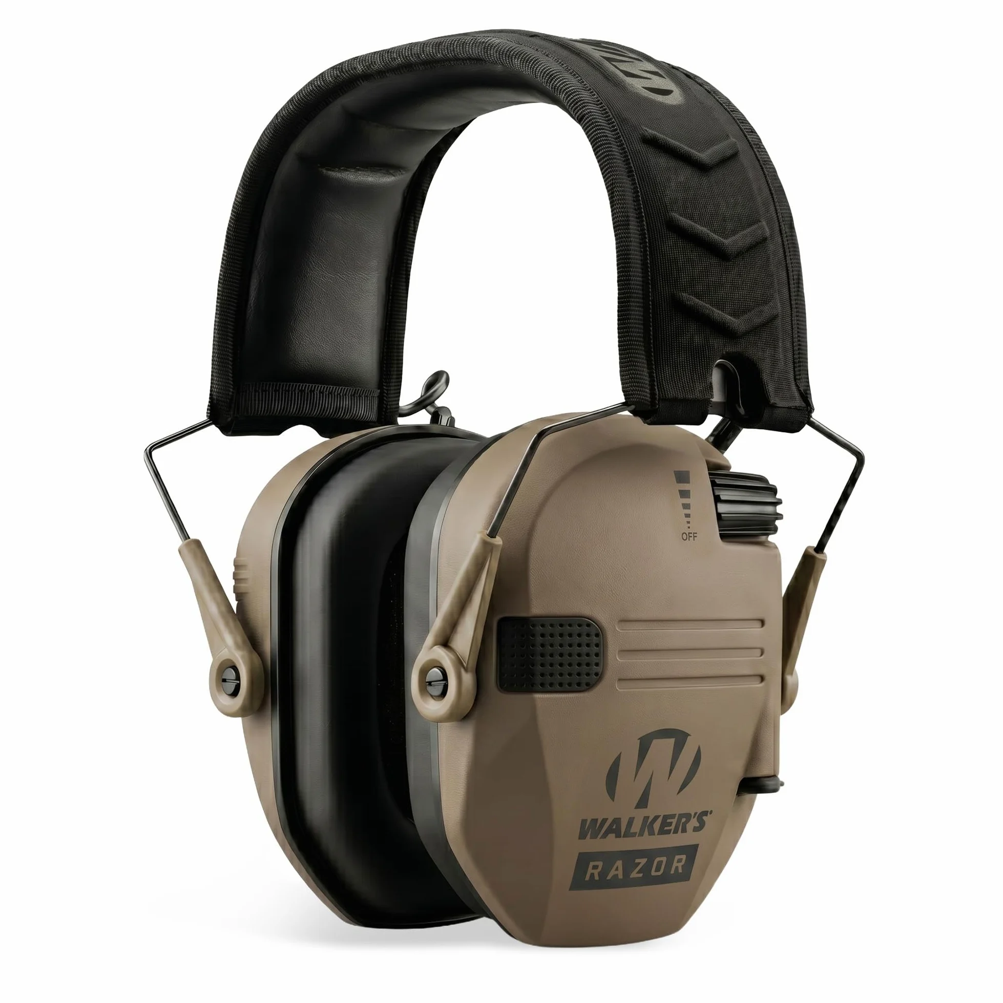Walker's Protectores auditivos electrónicos Razor para caza, delgados, con reducción de ruido de 23 dB y amplificación de sonido, tierra oscura