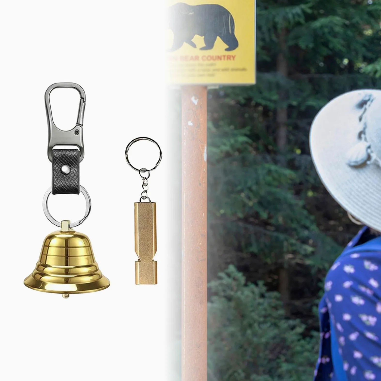 Juego de Campanillas para Animales, Equipo de Senderismo, Accesorios para Actividades Al Aire Libre, Silbato de Emergencia Fácil de Usar, Esencial Par