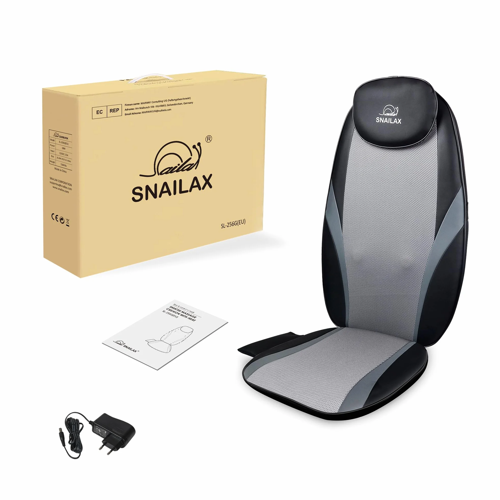 Snailax Masajeador Shiatsu con Calefacción, Cojín de Masaje de Gel para Silla de Oficina