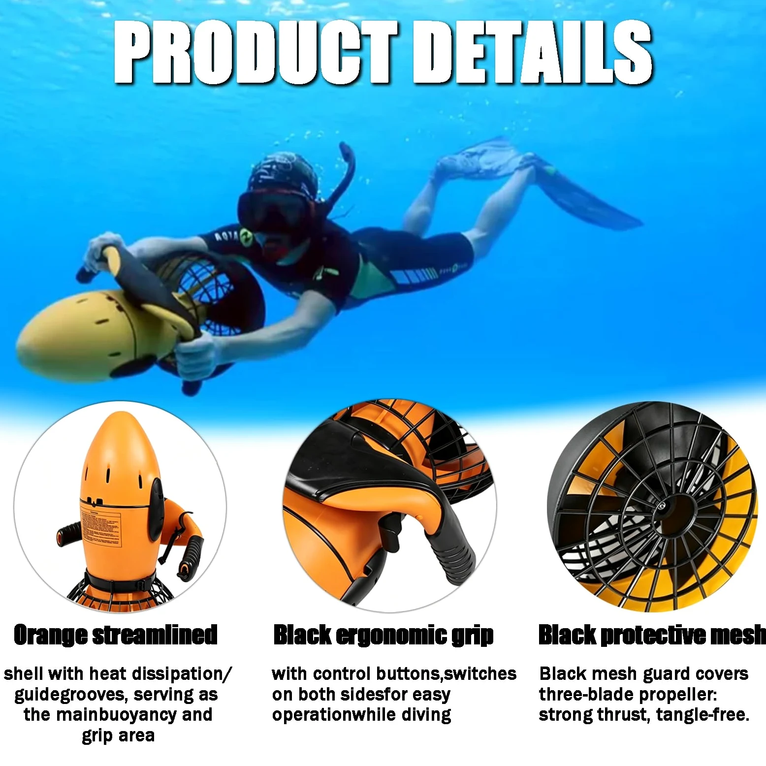 Patinete eléctrico subacuático de 300W/500W,Vehículo Submarino propulsión | Buceo Sea Scooter, Scooter subacuático Inteligente Equipo de Piscina de Aventuras