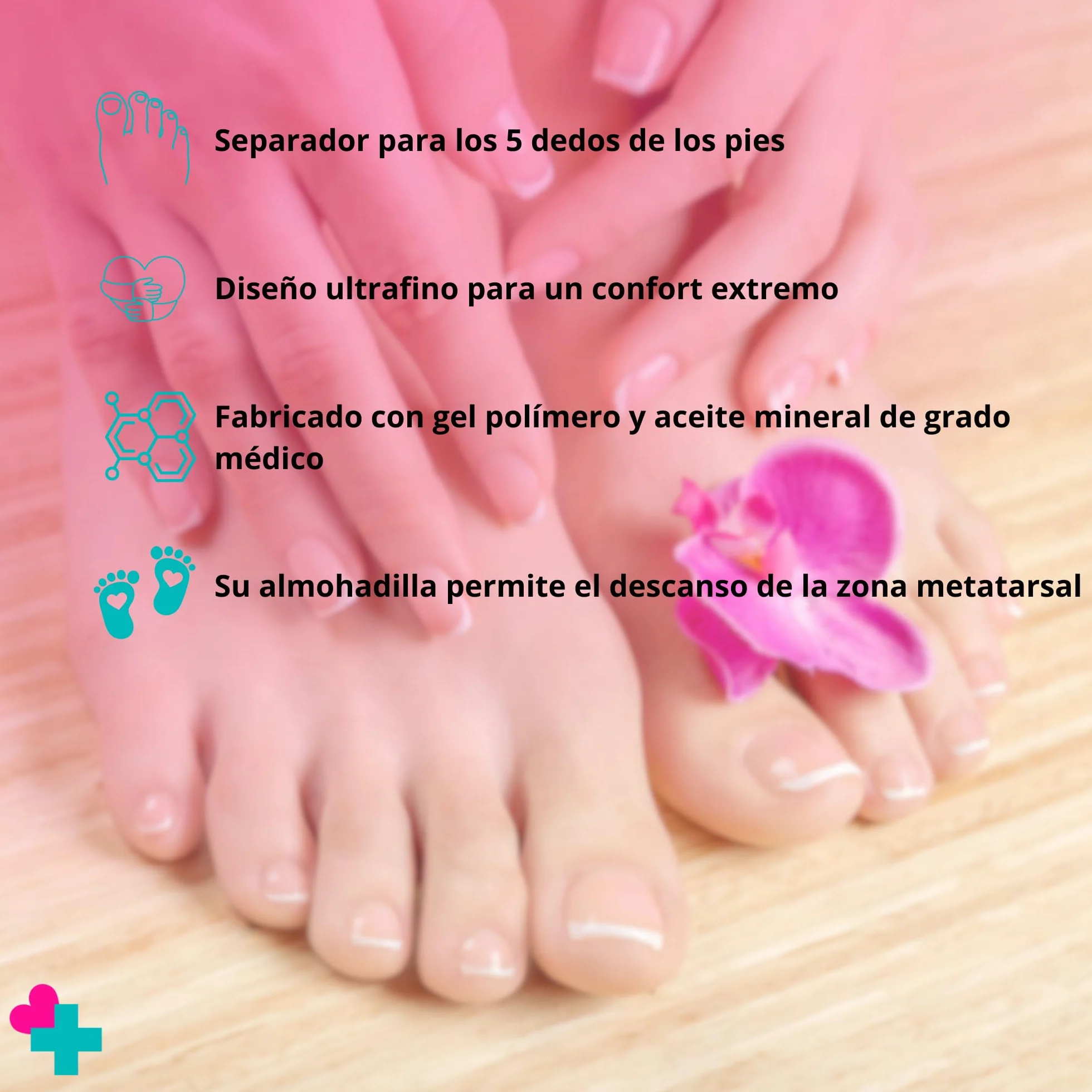 Separador Cinco Dedos del Pie con Almohadilla Metatarsal Corrector Juanetes Dedos Martillo