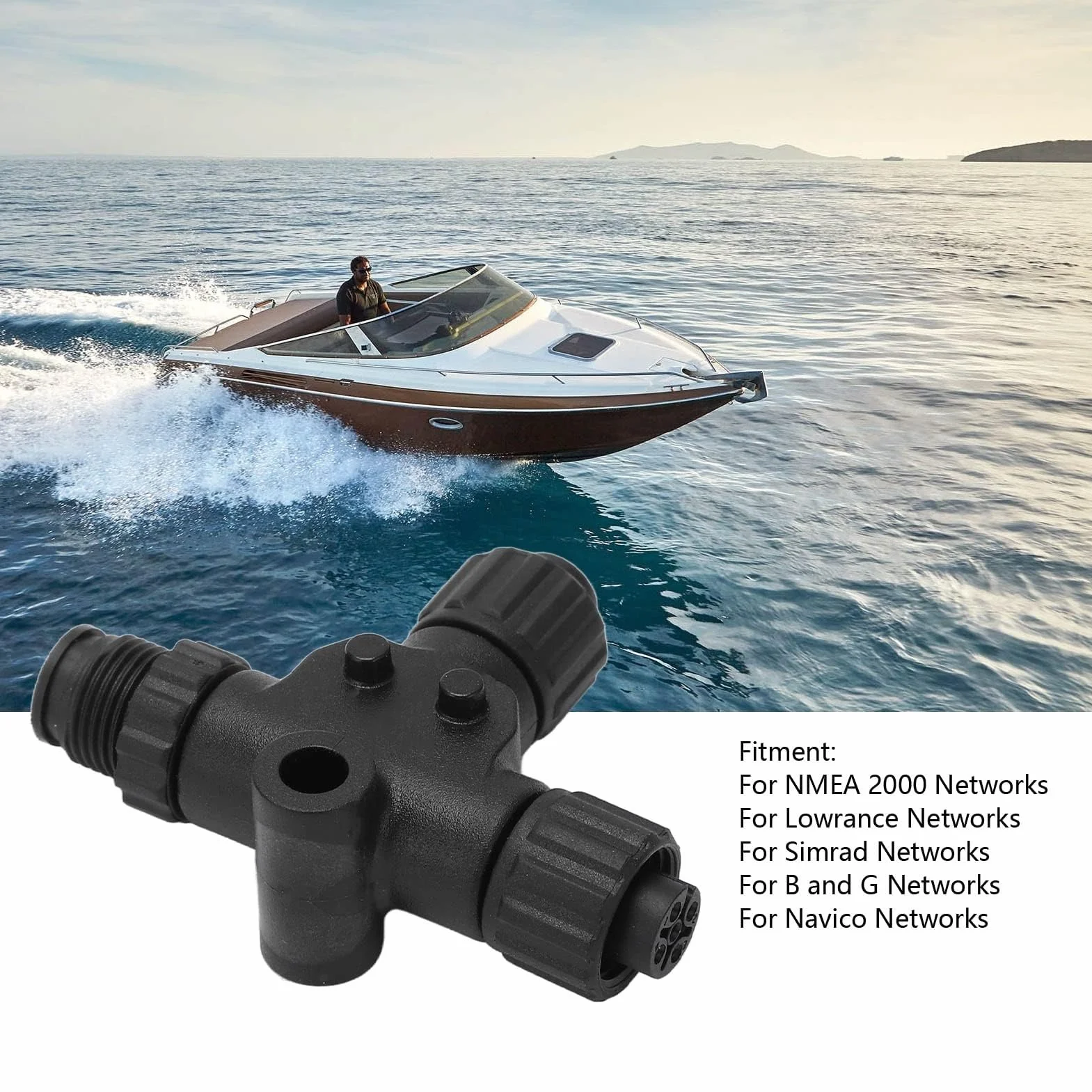 KIMISS Boat Yacht Spare Parts, para NMEa 2000 T Connector para NMEa 2000 T Connector para N2K T Connector 3 Port T Connector MultipoBoat Yacht Series, Boat Yacht Spare Parts