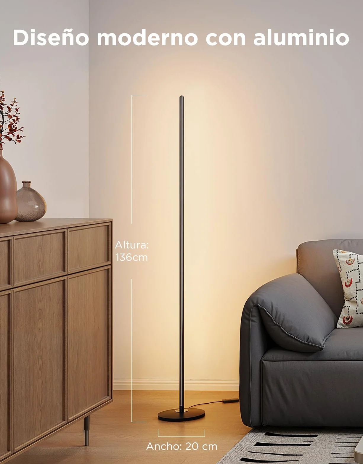 Govee Lámpara de Pie RGBIC LED 16 Millones de Colores 61 Modos de Escena Sincronización Musical Alexa Google Assistant Matter
