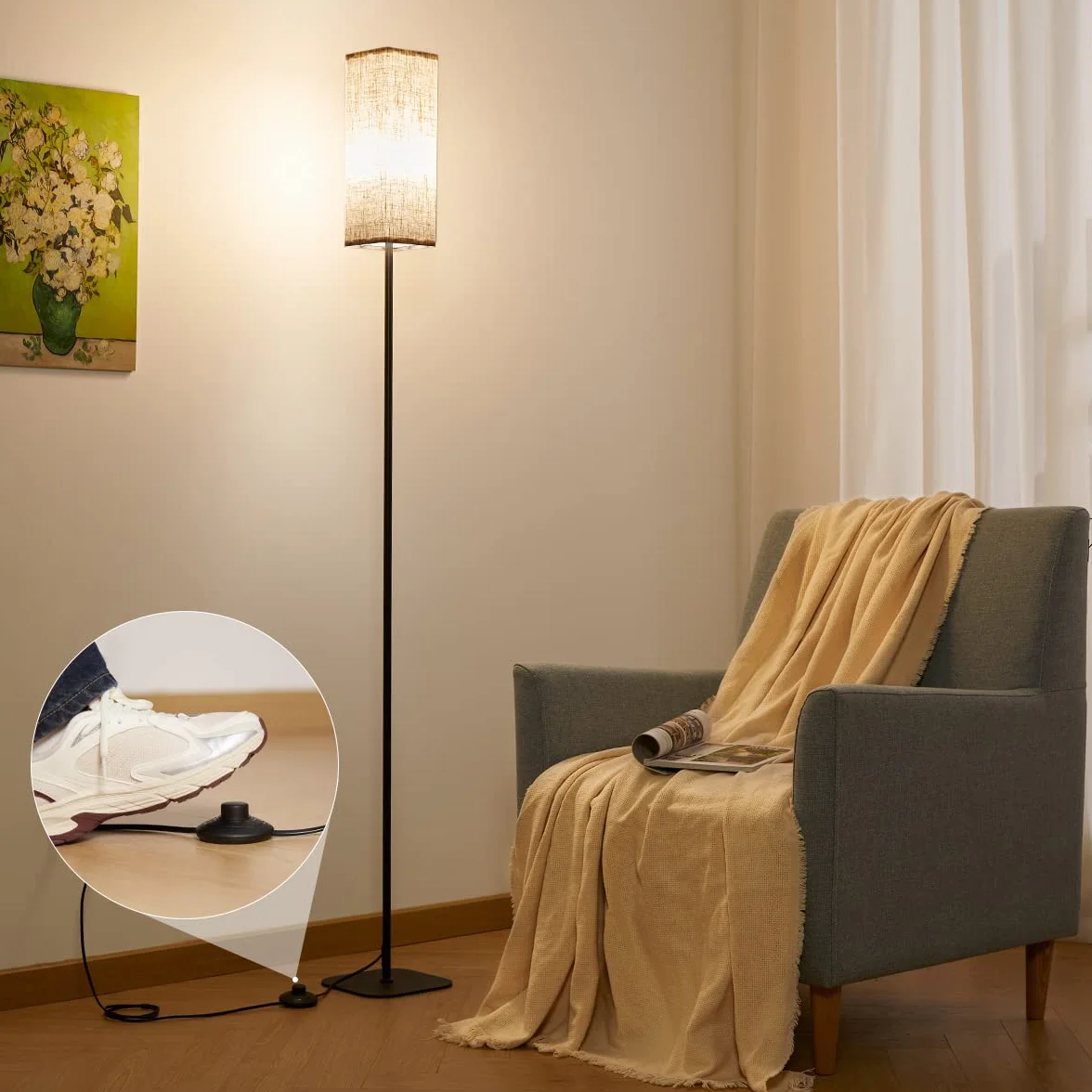 IPARTS EXPERT Lámpara de pie LED estilo moderno-retro, 67 po hauteur, pour salon