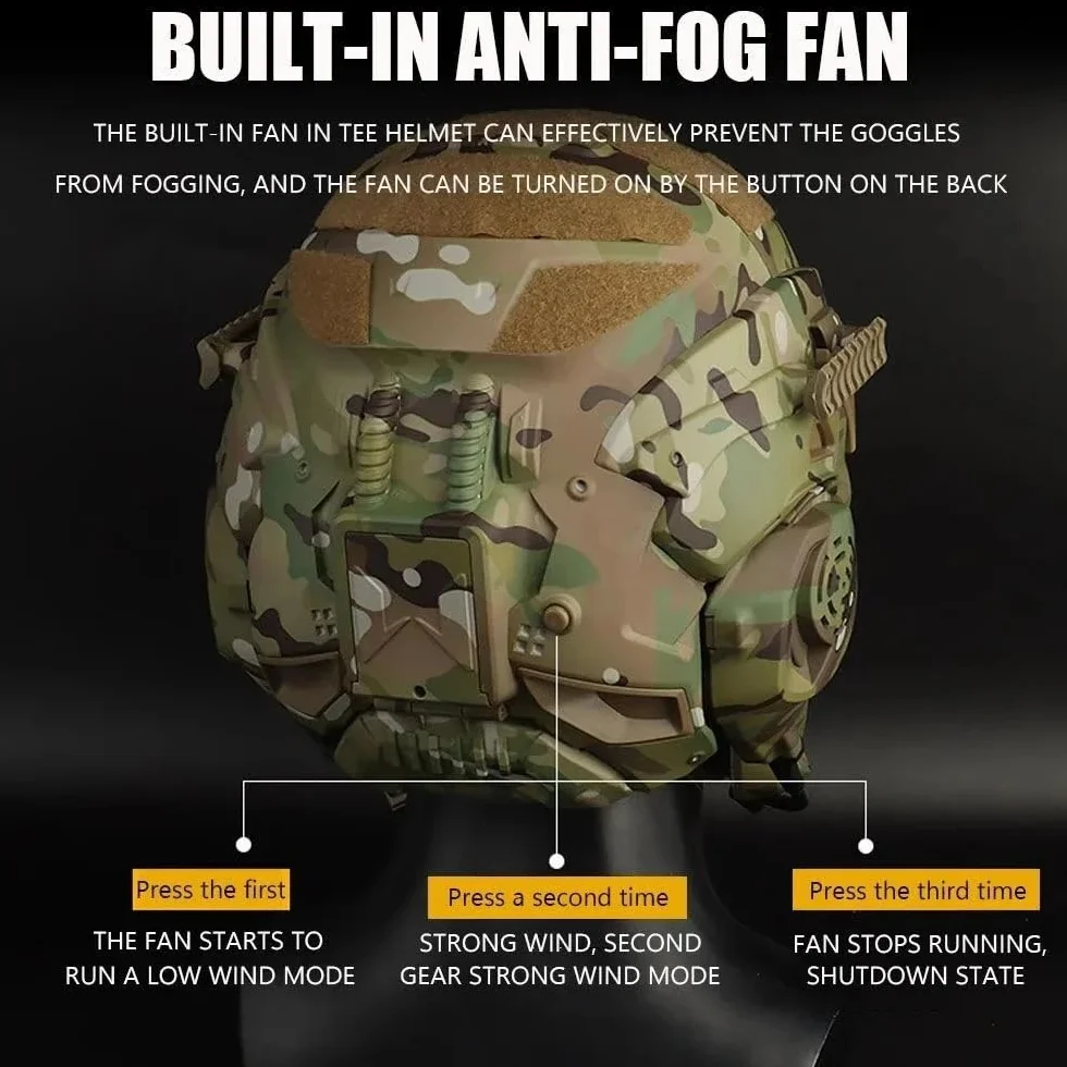 ACEXIER Casco táctico Airsoft con Auriculares Integrados, antivaho, Casco de Asalto, máscara extraíble, Equipo de Paintball, Airsoft, Casco de protección