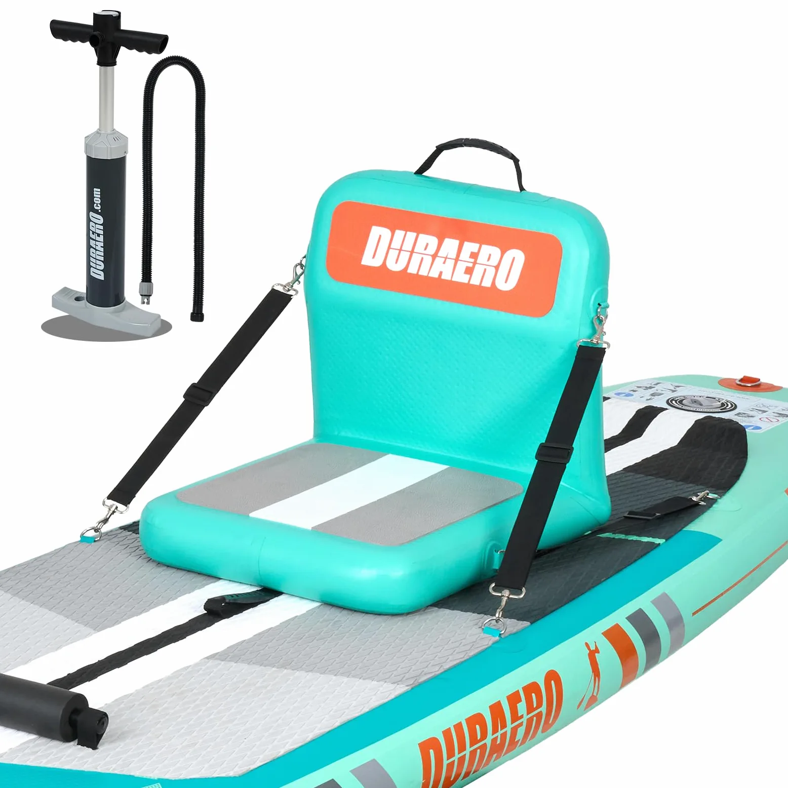 DURAERO Asiento inflable para kayak con respaldo, asiento de SUP y kayak con superficie antideslizante EVA, asiento cómodo para accesorios de tabla de paddle up