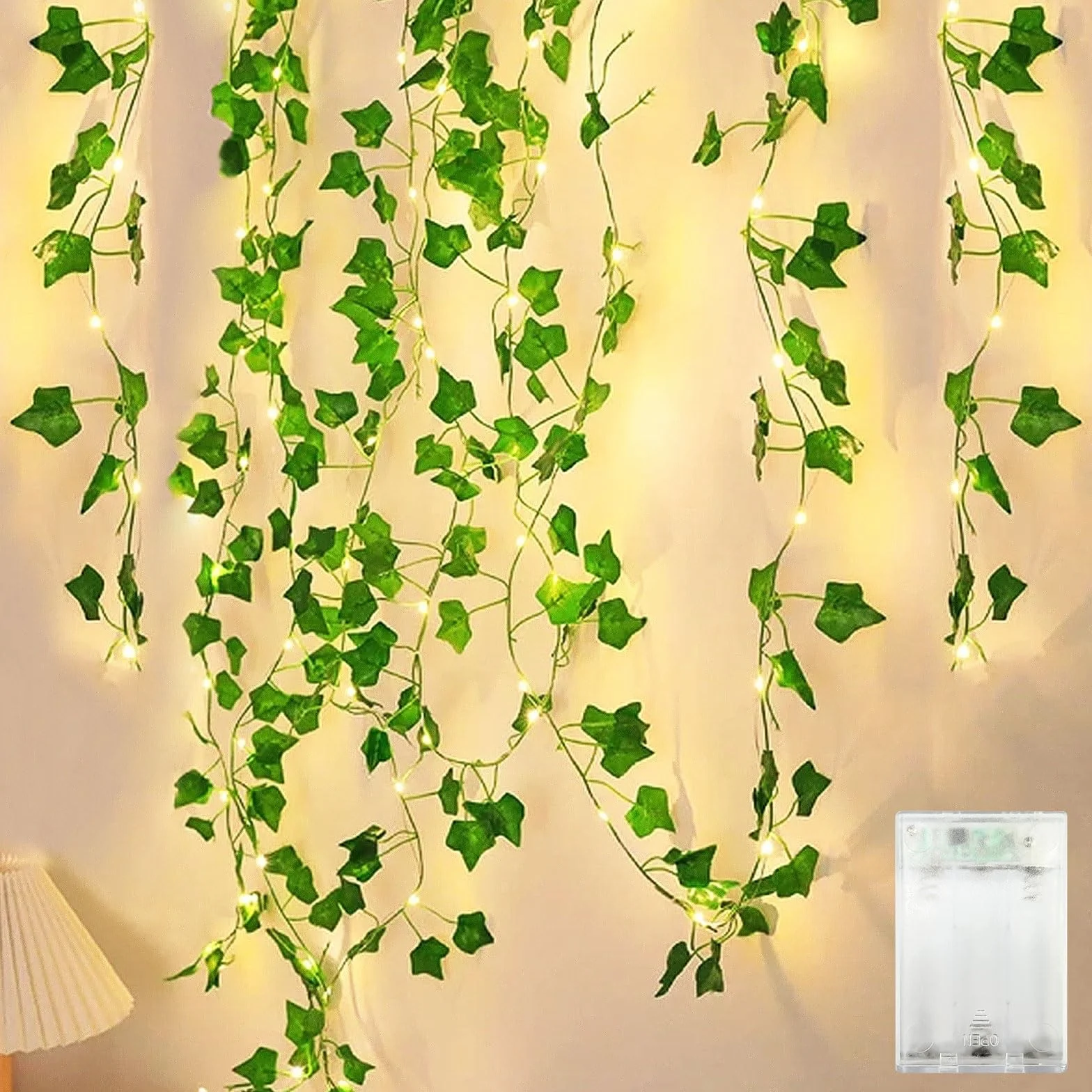 Bigzom 4m 40 LED cadena de luces de hiedra artificial con temporizador para decoración