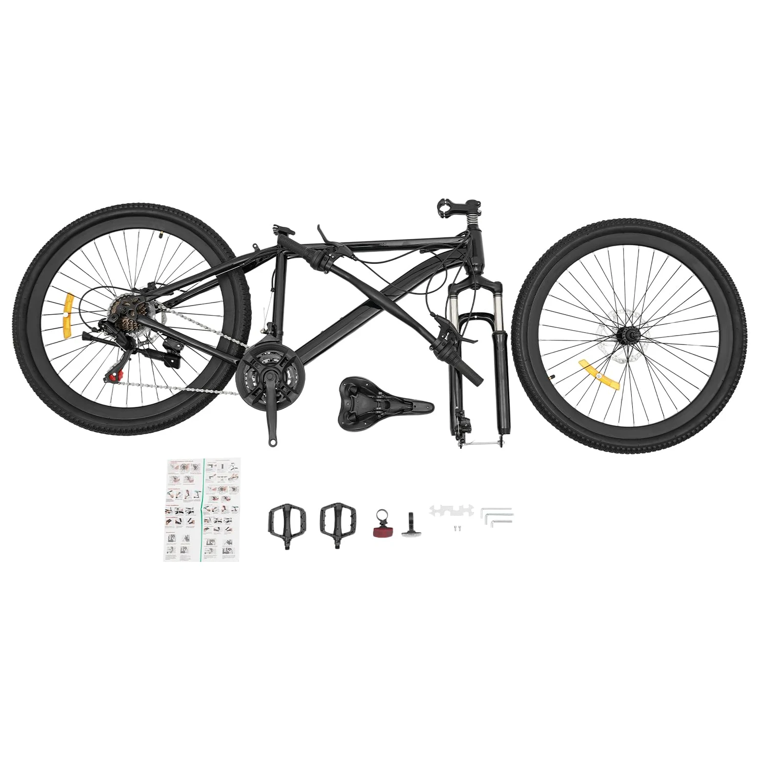 Bicicleta de montaña Hardtail de 26 pulgadas, bicicleta para adultos con frenos de disco de 21 velocidades, horquilla de suspensión, marco de acero resistente y luces LED para adultos