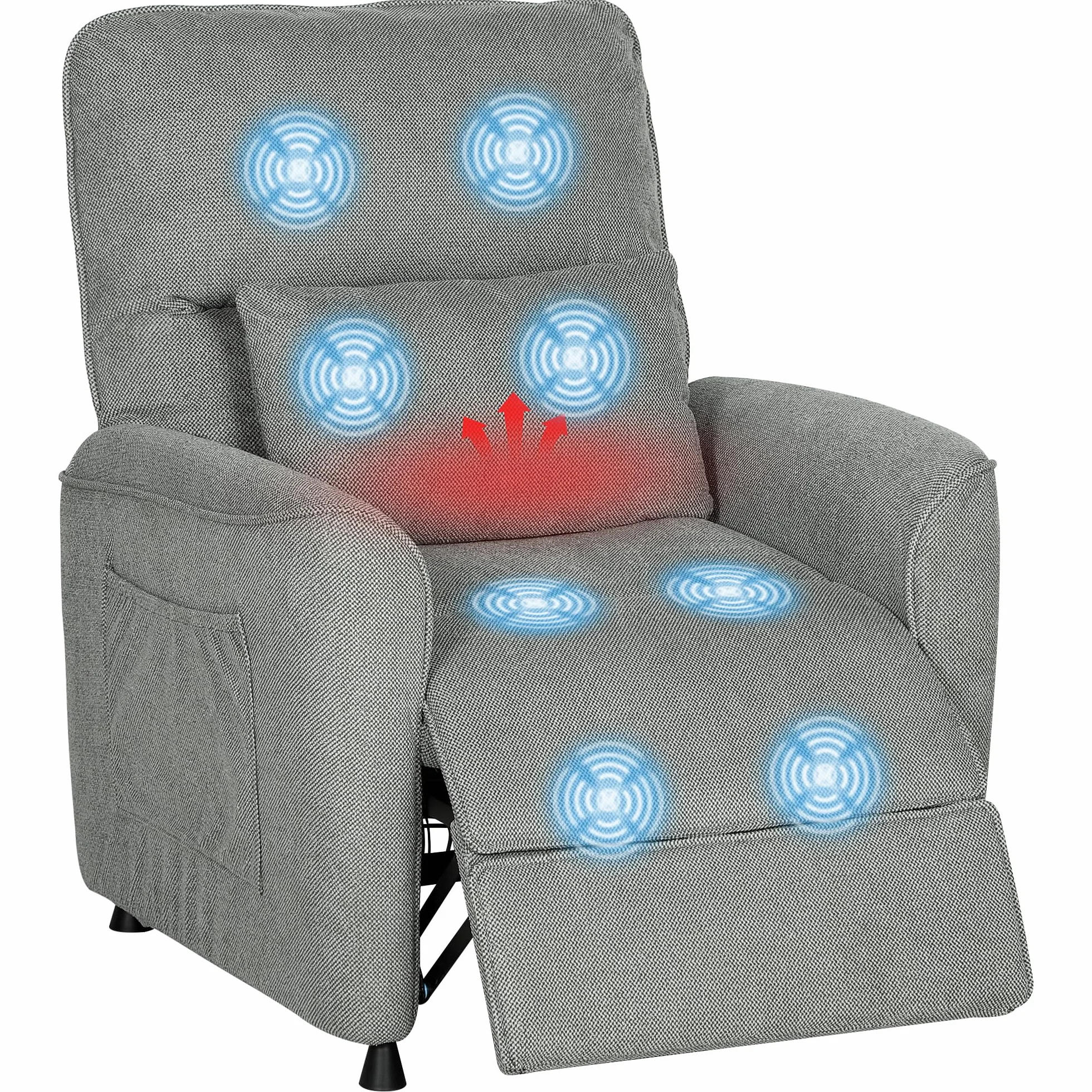 HOMCOM Sillón Relax Reclinable Eléctrico con Calor Lumbar y Masaje Vibración, Gris