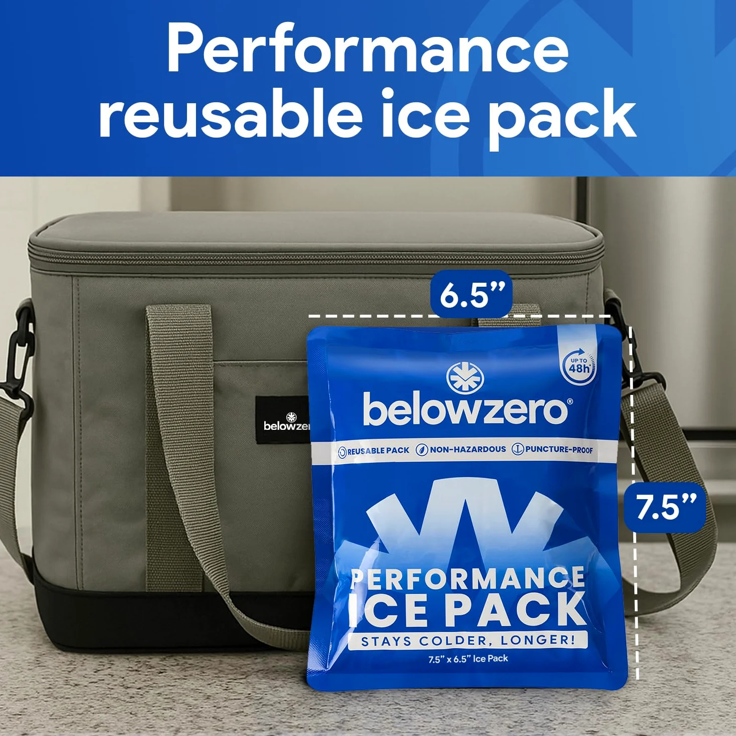 Below Zero Paquetes de hielo, precargados, pequeños, de 7.5 x 6.5 x 0.5 pulgadas (paquete de 5) – Paquetes reutilizables para congelador para almacenamiento de alimentos y enfriadores – a prueba de