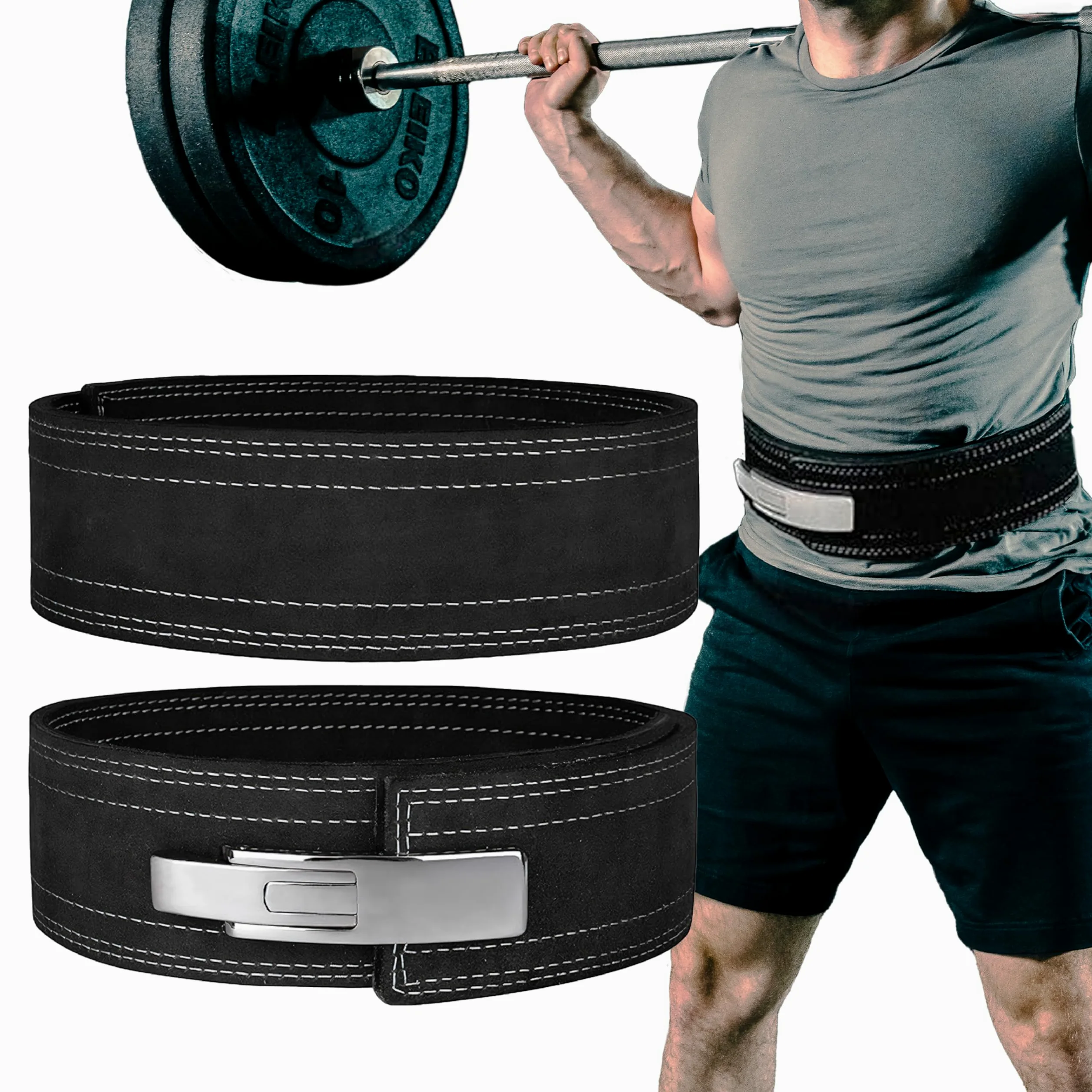 Hawk Sports - Cinturón de levantamiento de pesas para hombre y mujer, 10 mm, con hebilla Strongman