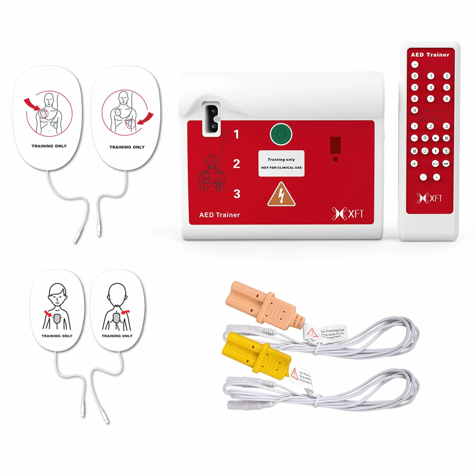 XFT-120C AED Trainer Portátil Desfibrilador de Entrenamiento Bilingüe Español Inglés Control Remoto 10 Escenarios