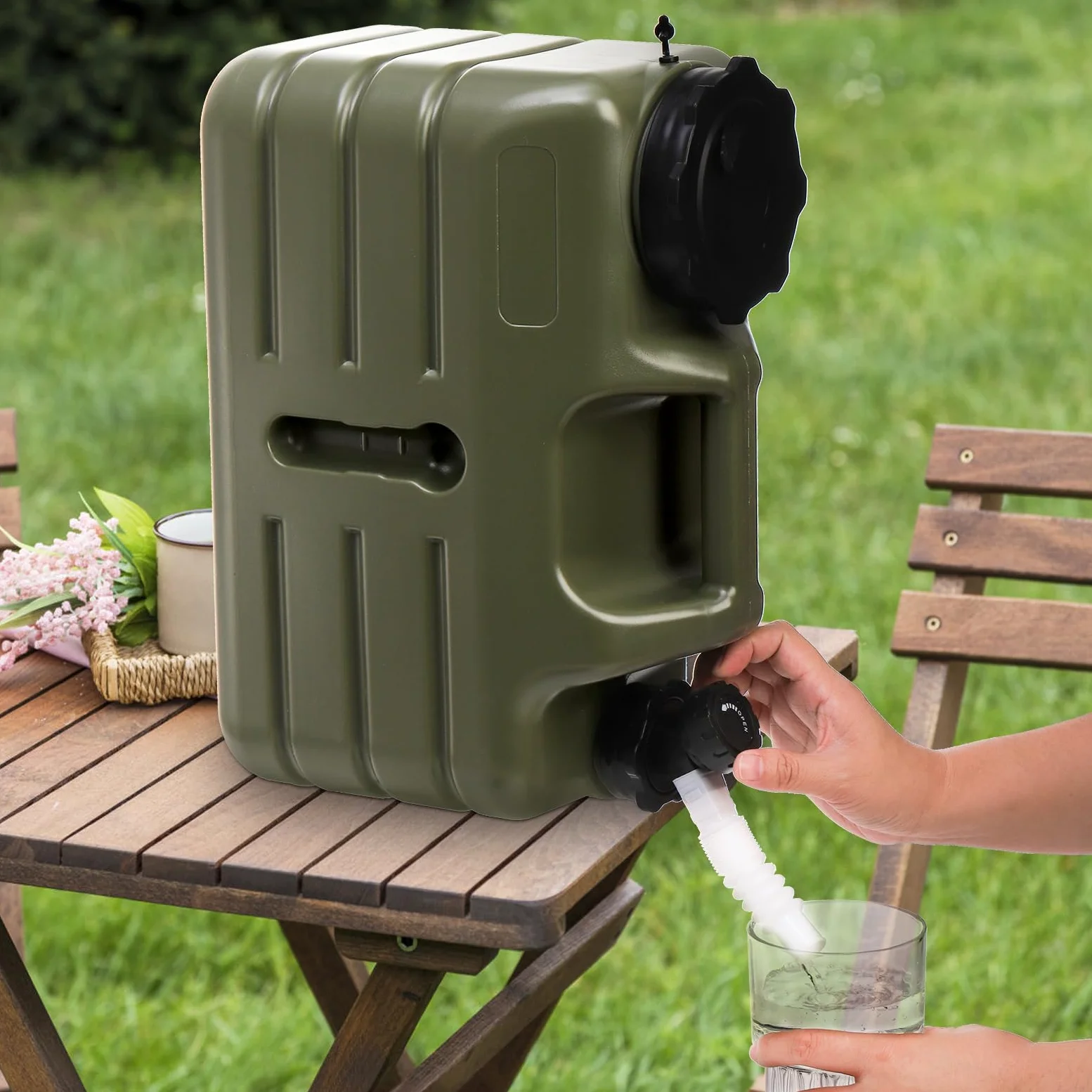 Dicunoy Contenedor de Agua con Espiga, contenedor de Almacenamiento de Agua de Camping de 11 L con Grifo, dispensador de Agua Grueso portátil sin BPA para vehículo, Coche, al Aire Libre, Senderismo