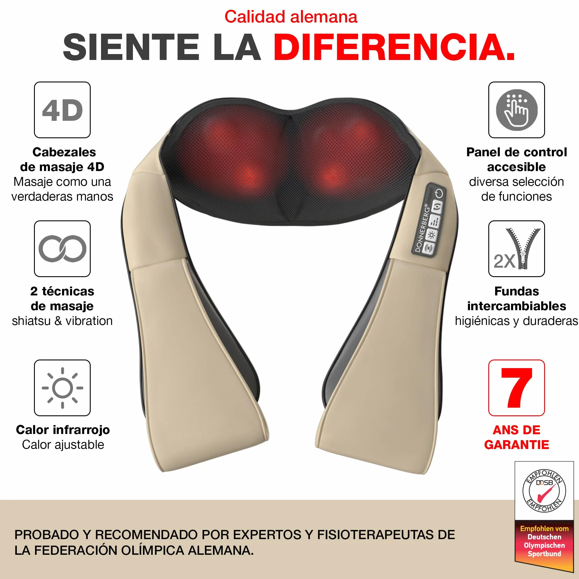 Donnerberg Masajeador Cervical y Espalda Manual con Calor Infrarrojo