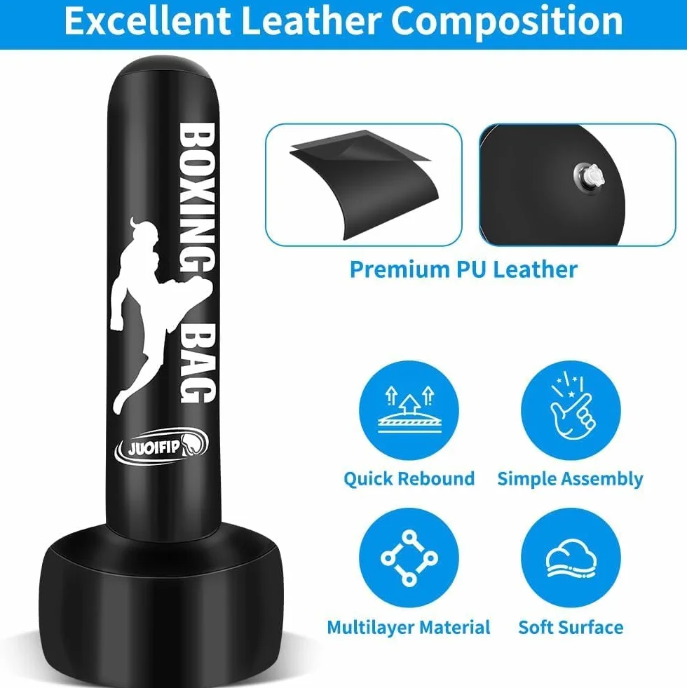 180cm Pesado Saco de Boxeo Adultos, Freestanding Saco de Boxeo Inflable Kickboxing Bolsa para Entrenamiento MMA Muay Thai Fitness