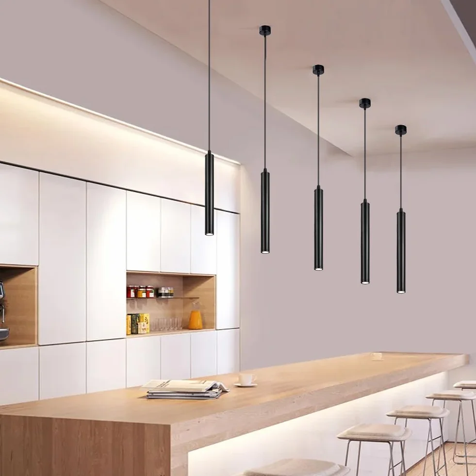HOTUT Lámpara de Suspensión Cilíndrica 2PCS Colgante para Cocina Comedor Dormitorio