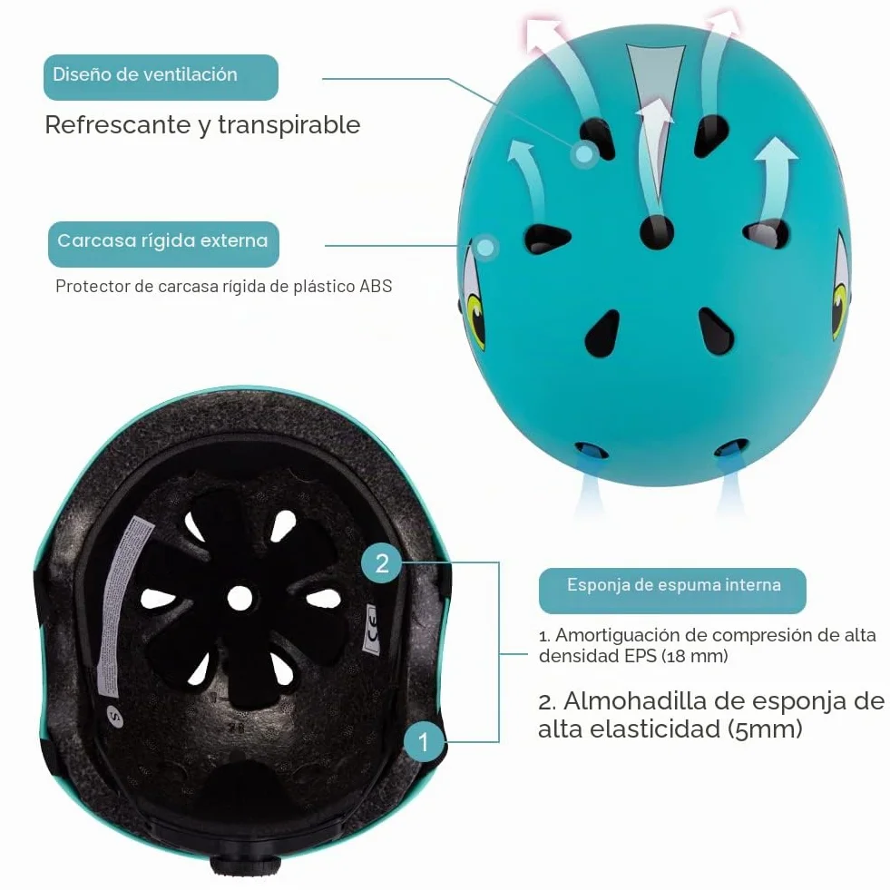 XIAPIA Casco para Niños y Niñas de 2-5 Años, Casco Infantil de Bicicleta Ajustable, Casco de Patinadora para Niños, Artículos Deportivos Ligeros y Robustos, Diámetro 51-54 cm