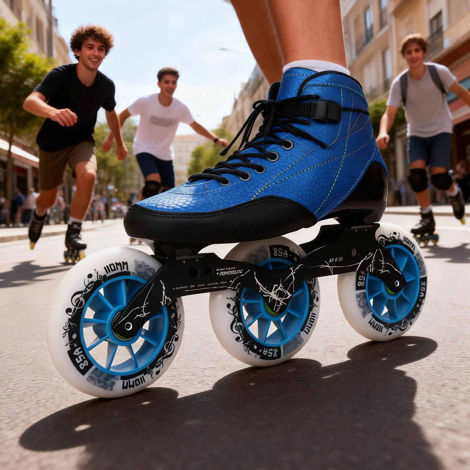 Patines En Línea Adulto Profesionale para Hombre Mujer, Patines De 3 Ruedas - Ruedas De Alta Velocidad, Chasis De Aluminio, Fibra De Carbono, Forro Transpirable, Diseño para Fitness Y Carreras