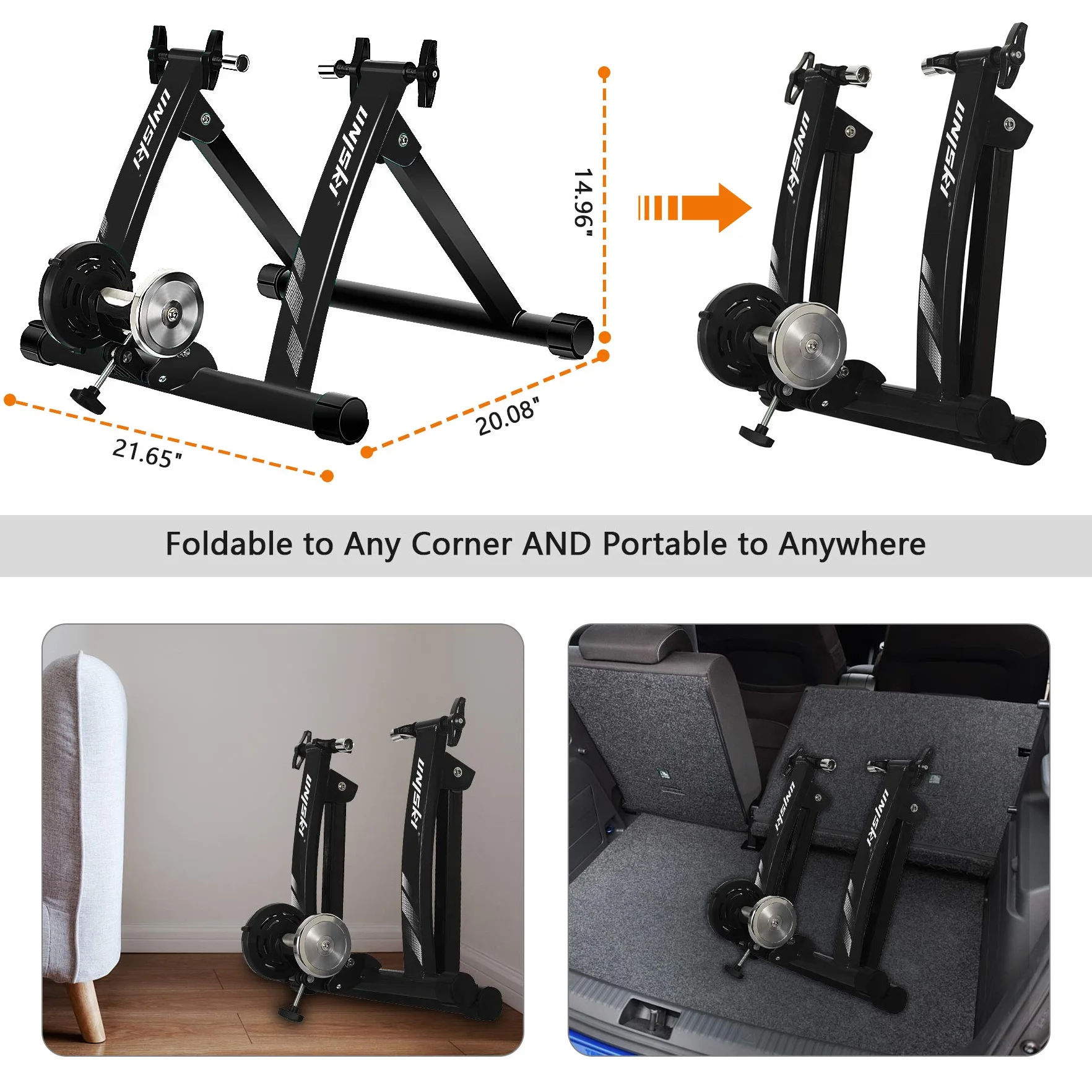 UNISKY Soporte magnético para bicicleta con 6 niveles de resistencia, apto para ruedas de 26 a 28 pulgadas, 700C