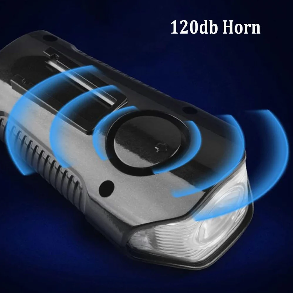 Juego de Luces USB para Bicicleta, Paquete de 2, Faro de Bicicleta Impermeable con Bocina y Cuentakilómetros Velocímetro, 4 Modos 6 Efectos de Sonido de Altavoz