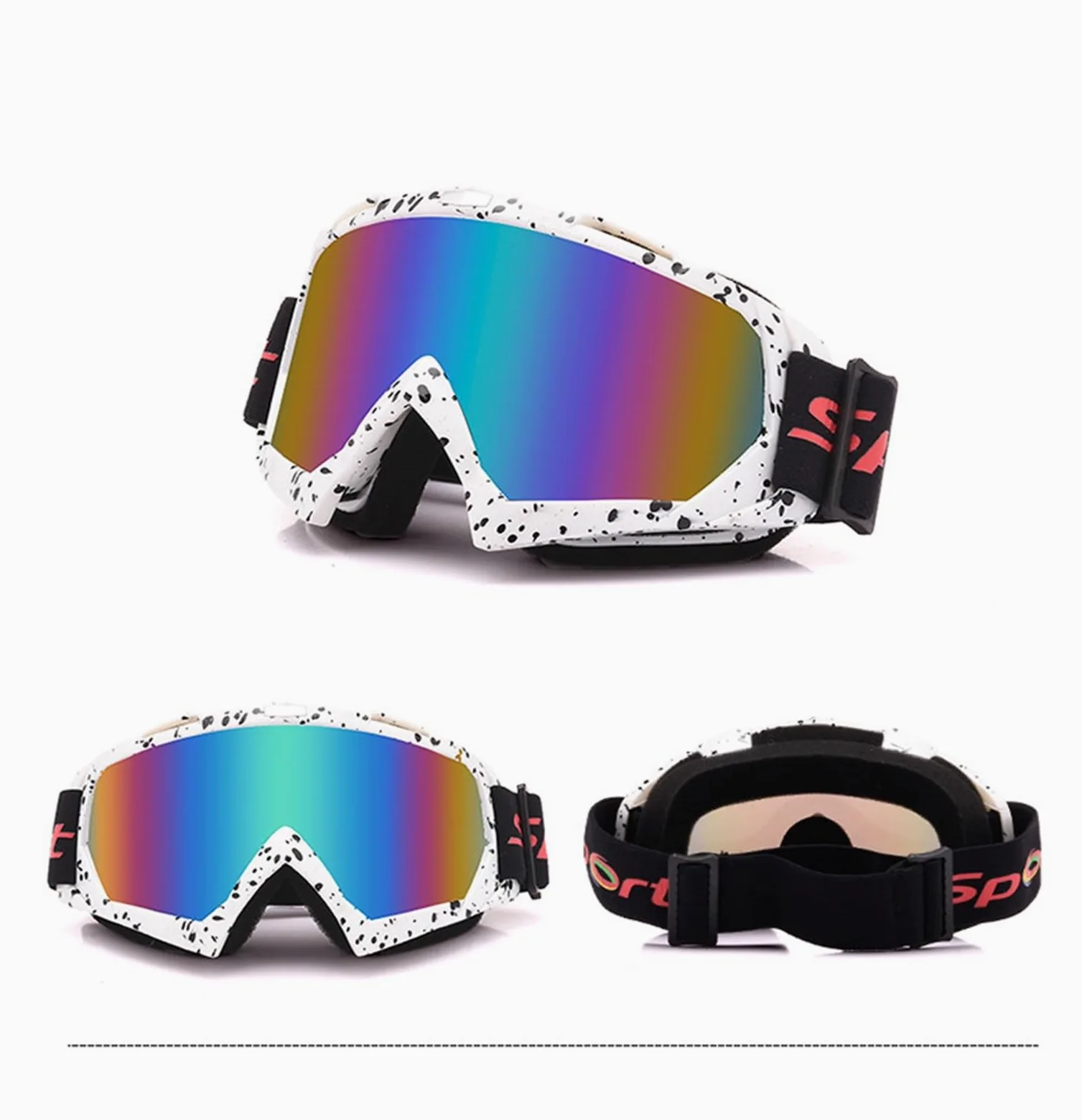 Gafas de esquí - Gafas de esquí antiniebla para adultos Gafas de máscara grande Gafas de esquí para hombres y mujeres Gafas de snowboard para nieve - Gafas de moto transpirables a prueba de vient
