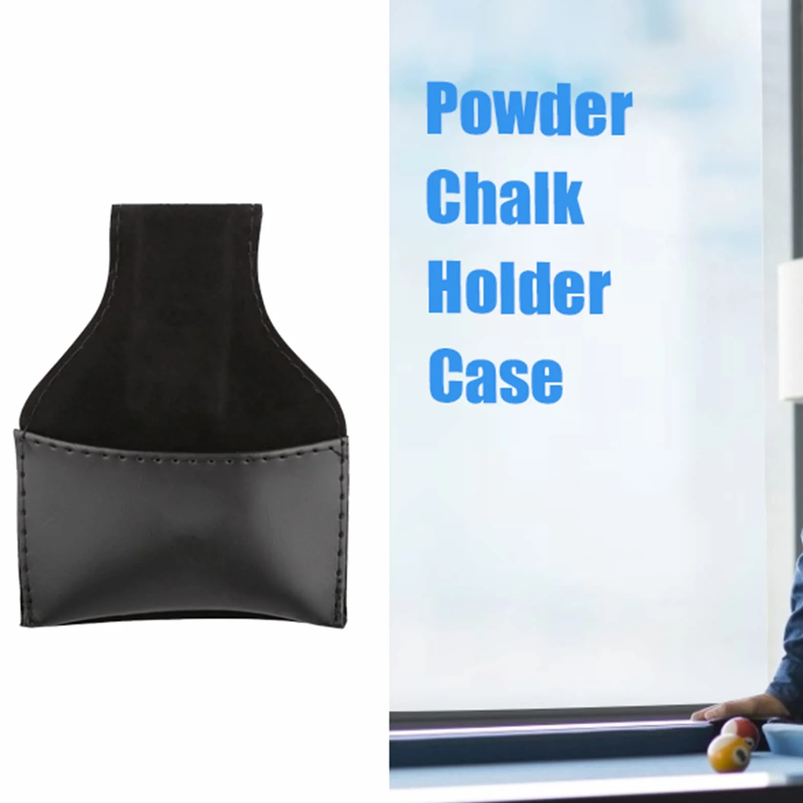 Agatige Billiard Chalk Holder, Portable PU Leather Chalk Holder with Clip Pouch Pool Cue Bag Portable Snooker Billiards Chalk Bag Pool Accessory, Black