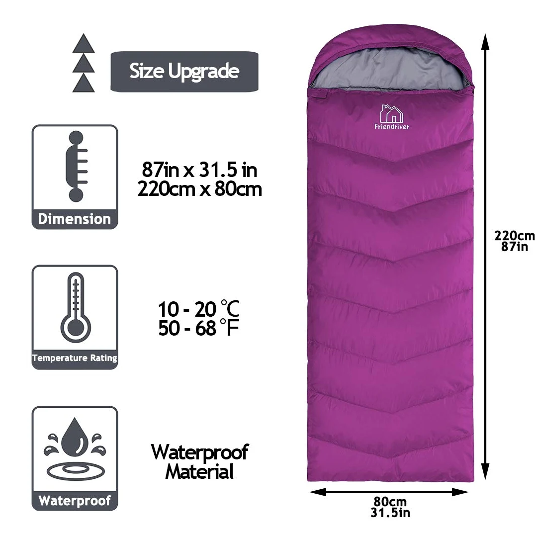 Tamaño XL versión Mejorada del Saco de Dormir de Camping 4 Estaciones, cálido y Fresco, Peso más Ligero, Adultos y niños Pueden Utilizar Bolsa de Camping Impermeable, Viajes y Actividades