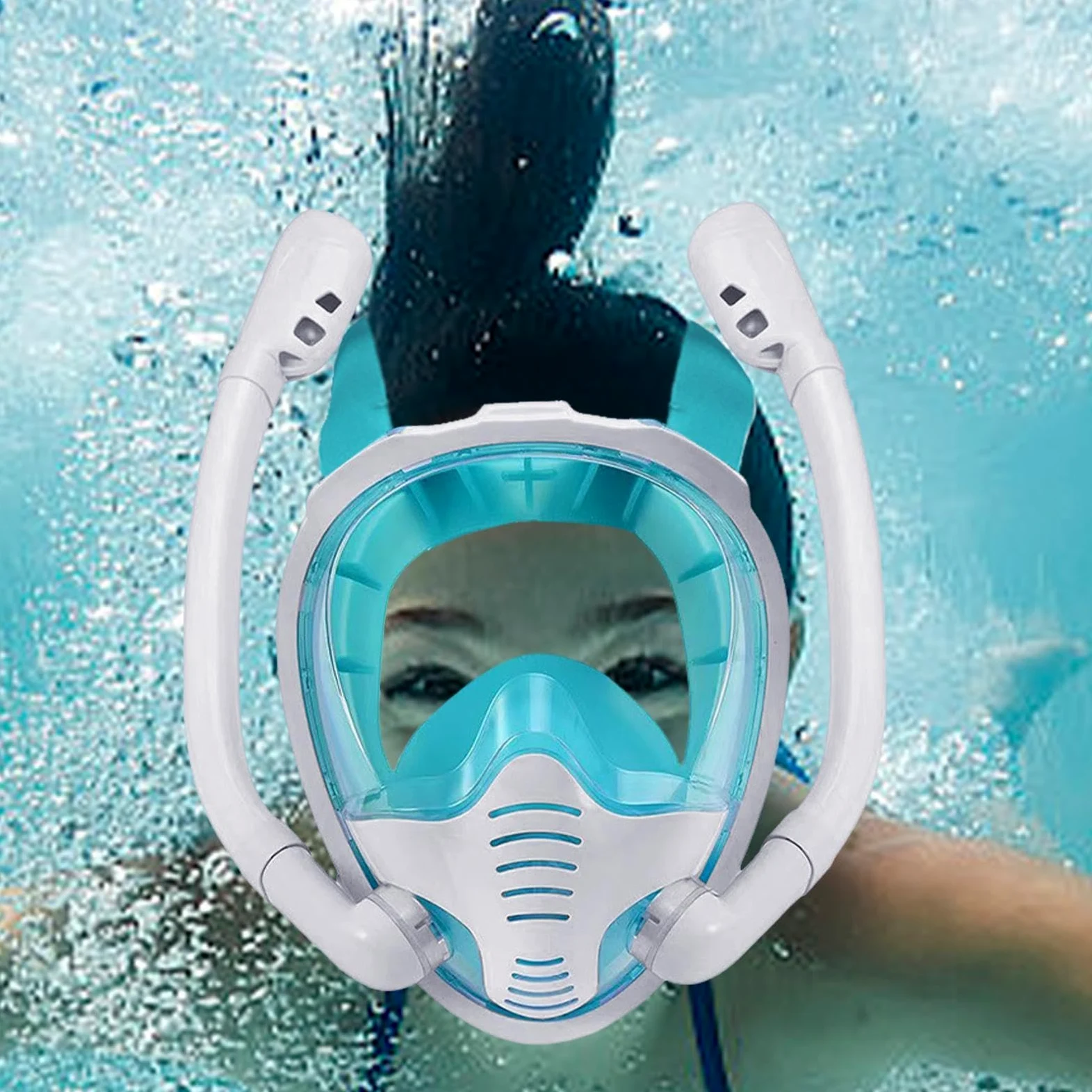 Gafas de buceo de cara completa, gafas de buceo sin fugas, antivaho para adultos, sin fugas, de silicona, para cabeza de natación, cubierta de cabeza de buceo para hombres