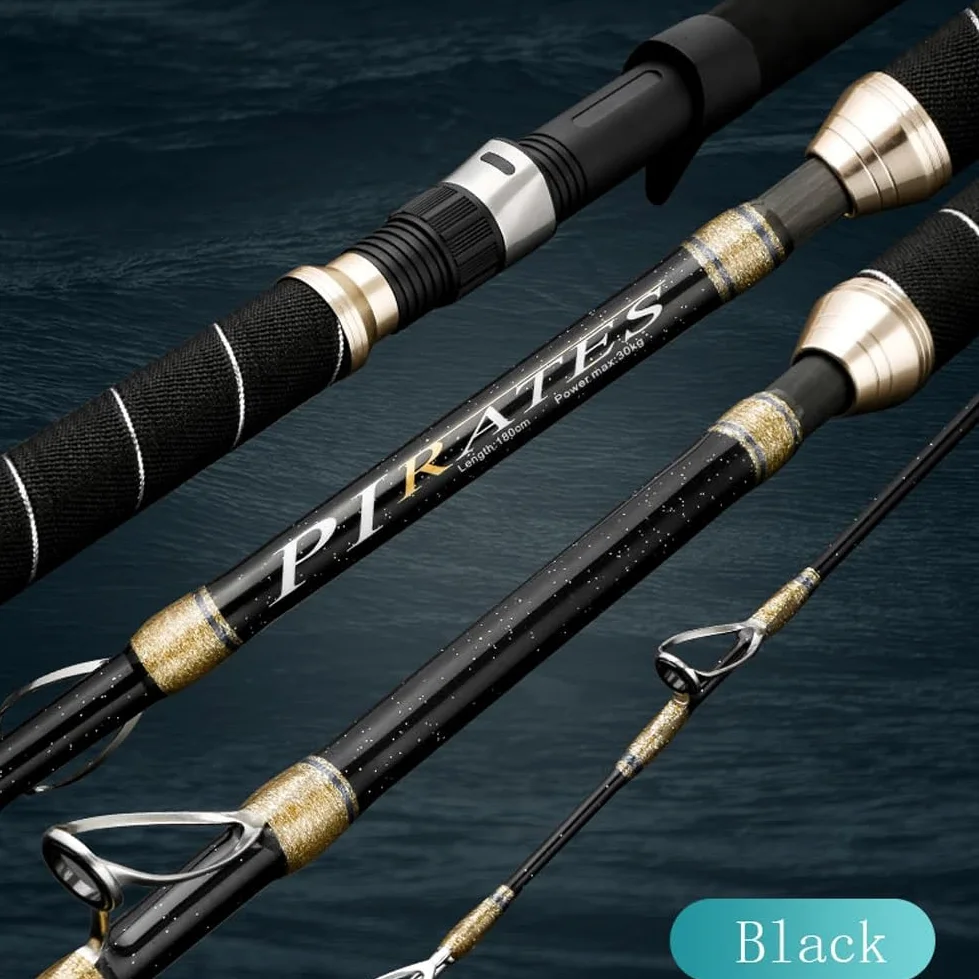 HONAKO Caña de Pescar de Carbono Caña de Pescar de Altura Caña Pesca Oceánica Spinning Casting Jiging Caña Pesca Currican (Color : Black, Size : Casting 2.1m)