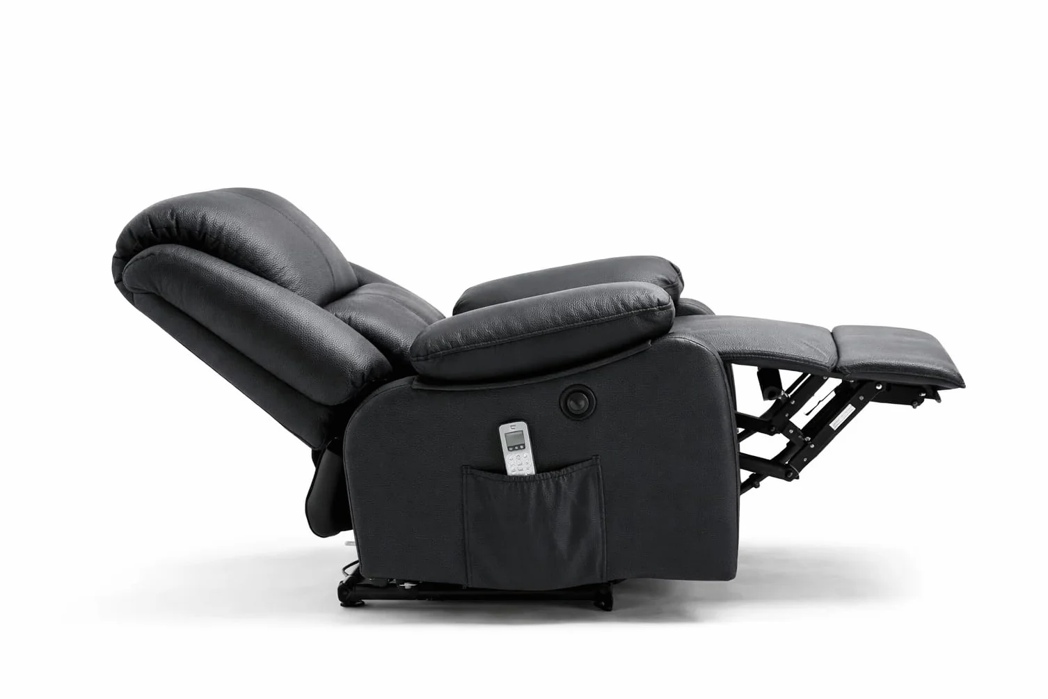 Sillón Relax Eléctrico Reclinable Miami 8 Modos de Masaje Calor Lumbar Elevapersonas Mando a Distancia 2 Puertos USB Polipiel Negro