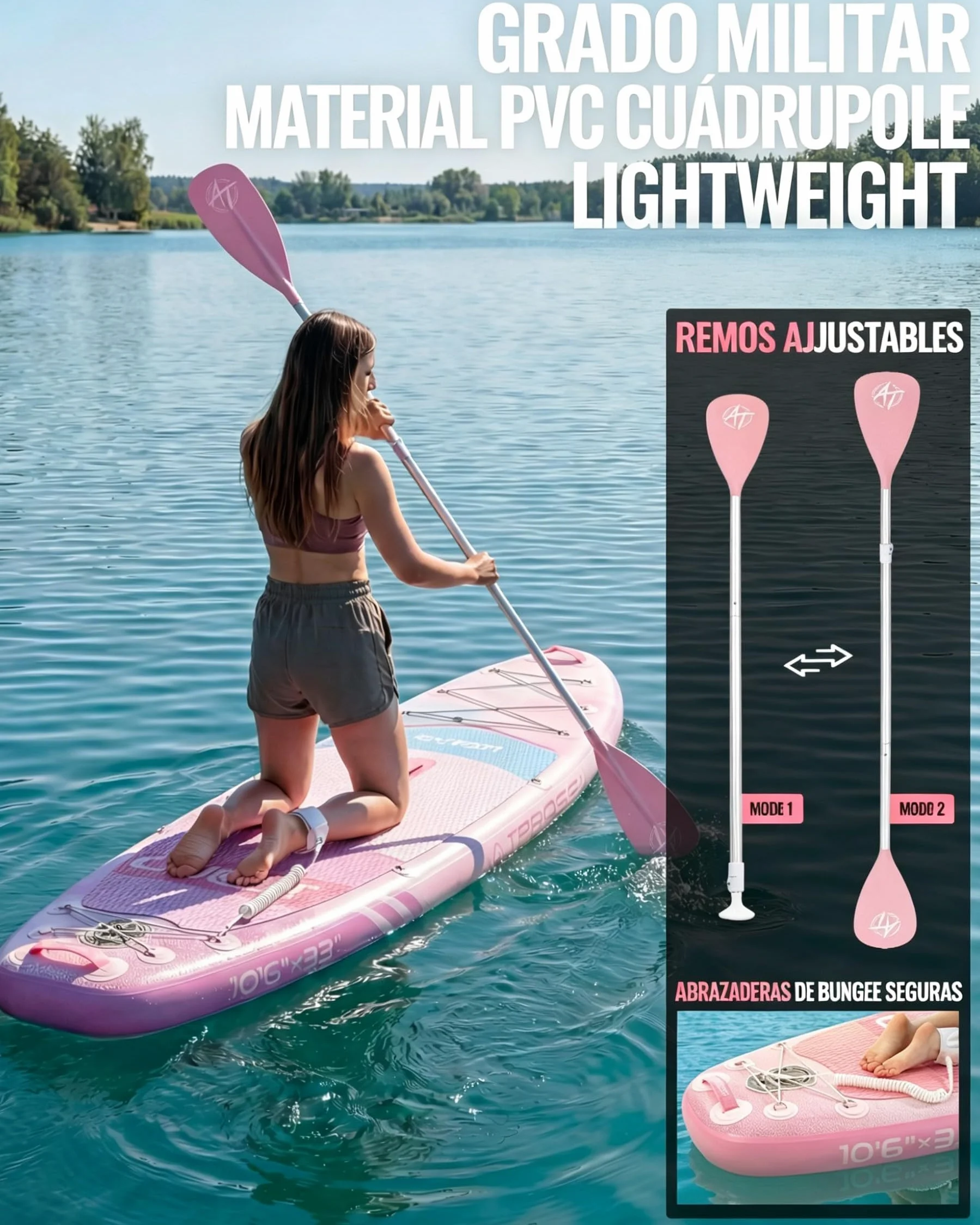 Tabla Sup Hinchable 2 Personas Set Completo Accesorios | Extra Ancha 320x84cm Carga 200kg Gran Estabilidad y Cubierta Antideslizante