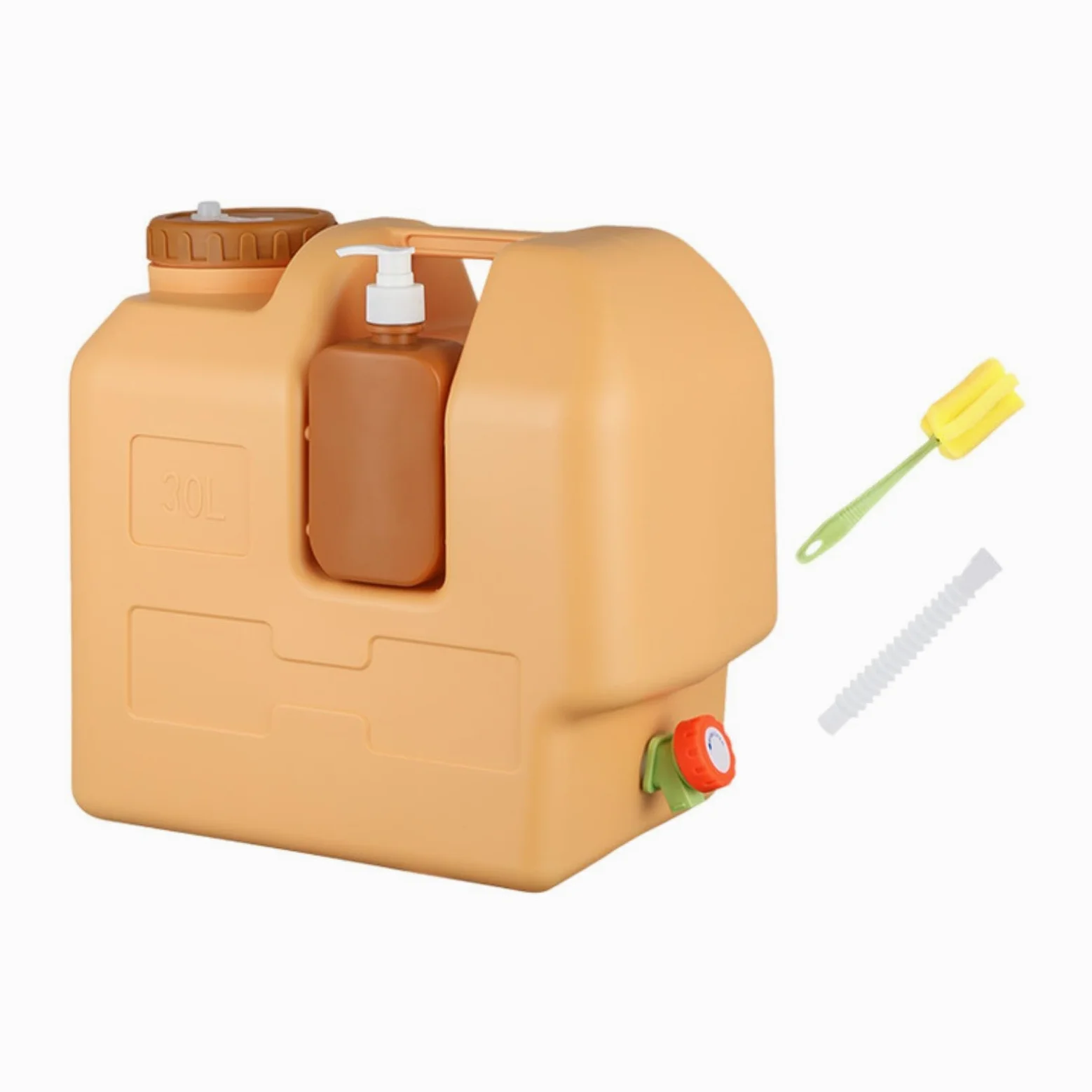 Contenedor de Agua con Grifo de Lata con Dispensador de Jabón Portátil, Almacenamiento de Alimentos de para Acampar Y Barbacoas.