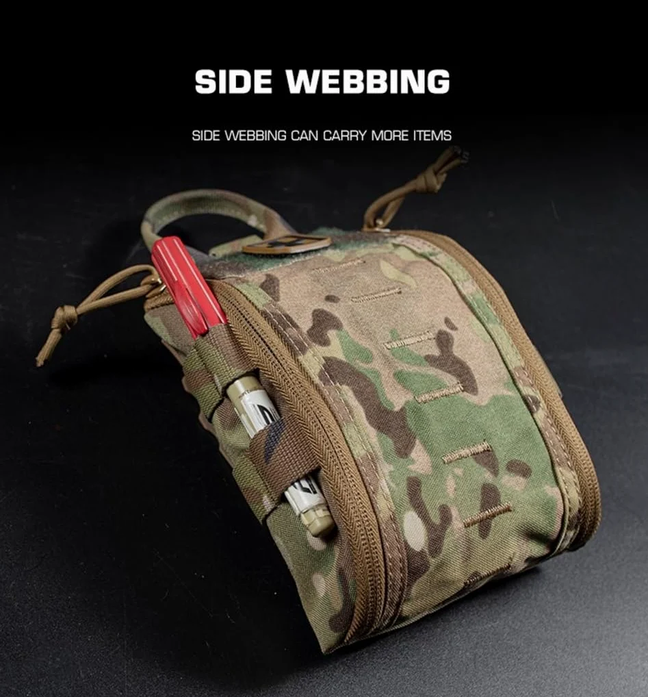 Peminkoo Bolsa de Primeros Auxilios para Acampar, botiquín médico táctico Molle, Bolsa de Supervivencia de Emergencia para Exteriores, Accesorios de Caza, Bolsa, Soporte EMT