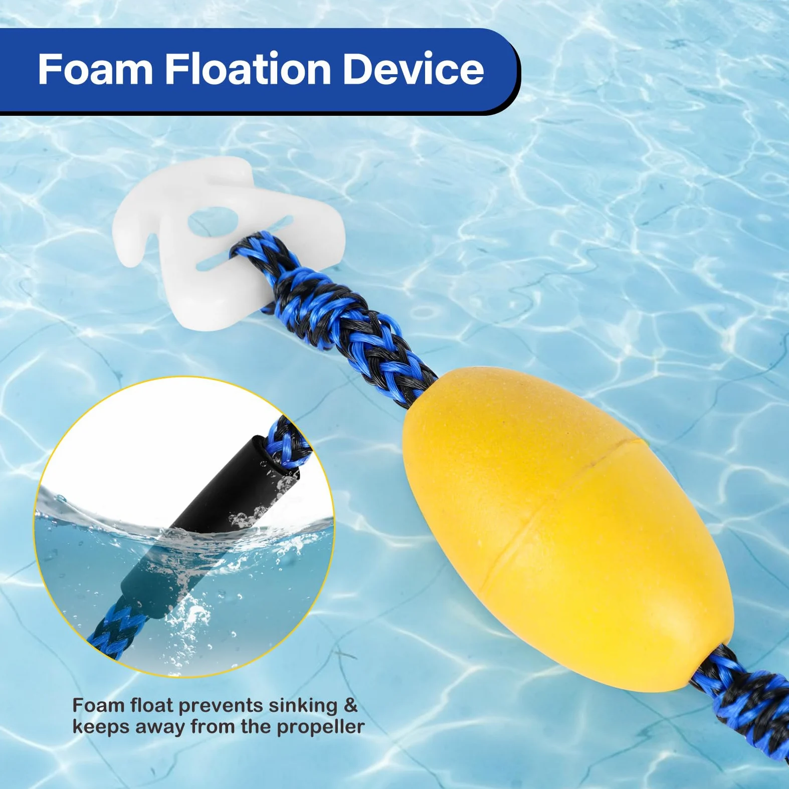 Arnés de remolque de barco resistente para tubos, cuerda de remolque para deportes acuáticos para remolques y tubos de barco, línea de arnés de remolque autocentrante con conector rápido de clip y