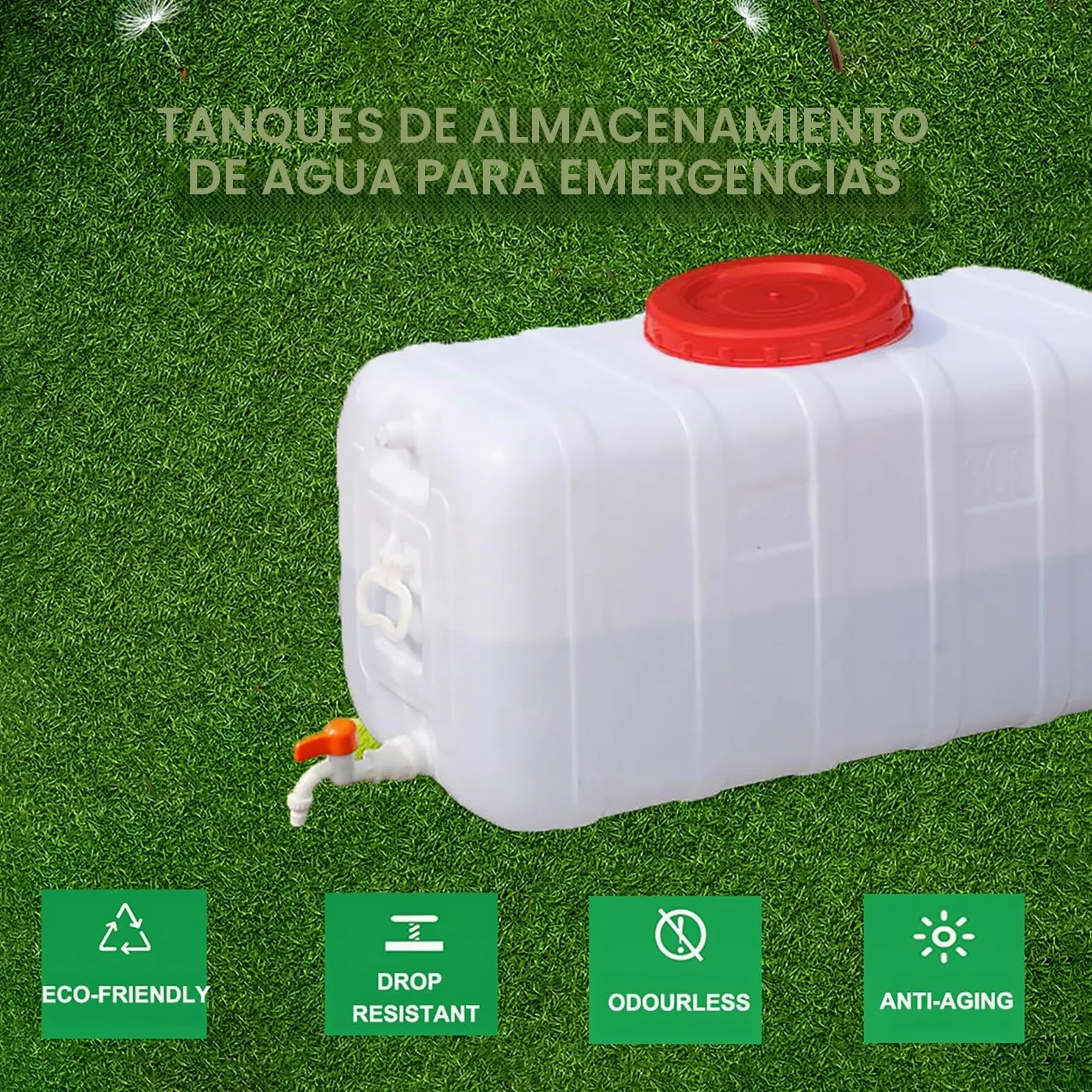 Plástico Bidón De Agua con Grifos, Gran Capacidad Portátil Contenedor De Agua para Camping Emergencia Picnic Tanque De Agua(Size:50L/13.2gallon)