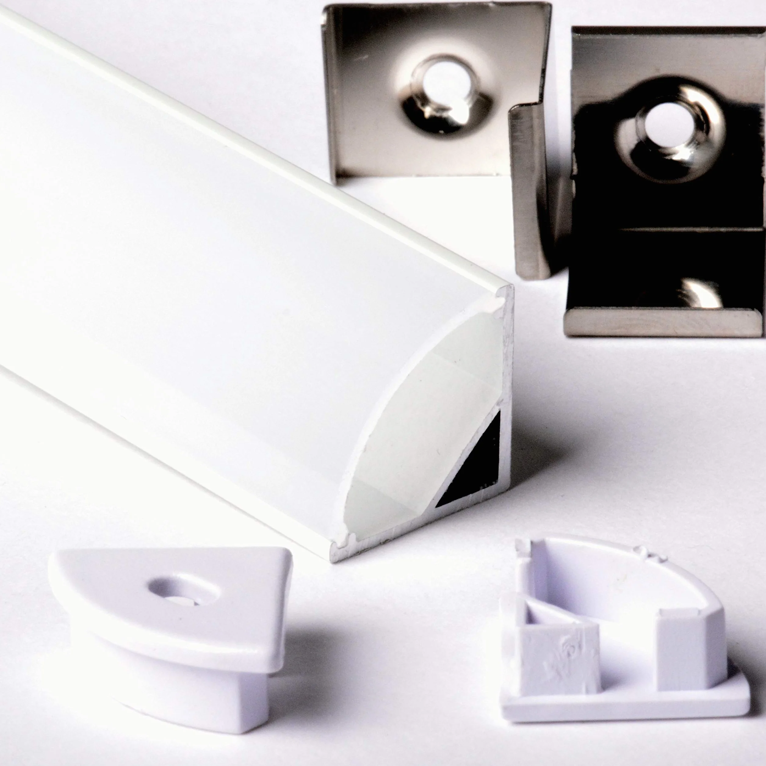 Aftertech 3m Tiras Esquineras Perfil Aluminio Tira LED Barra Rigida 16x16mm 1616B + Tapa Blanco Mate