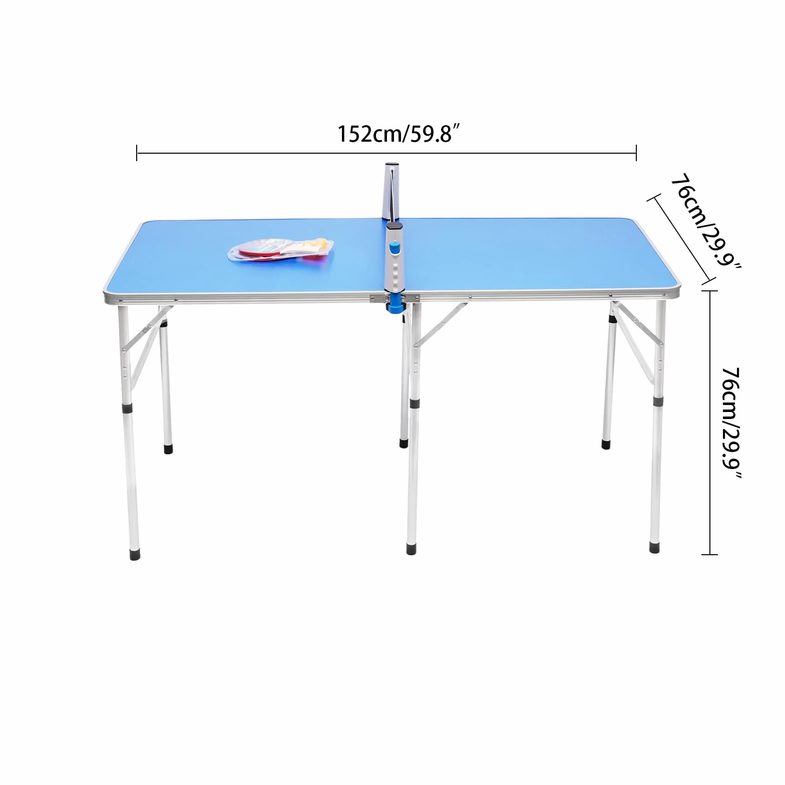 Mesa de ping pong plegable de aluminio MDF, estable y ahorra espacio, mesa de ping pong multifuncional para interior y exterior para familia, niños, camping en casa